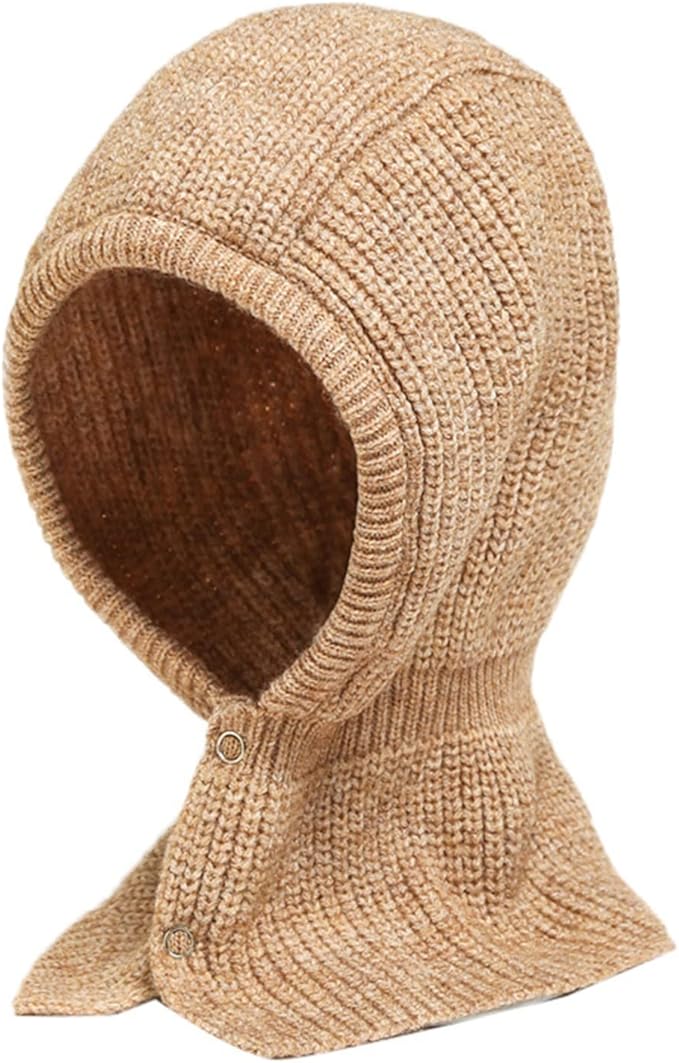 ZuoChen Kinder Wintermütze Mit Schal Set Rosa | 3-in-1 Kapuze Mit Bommel | Warme Strickmütze Für Mädchen & Jungen