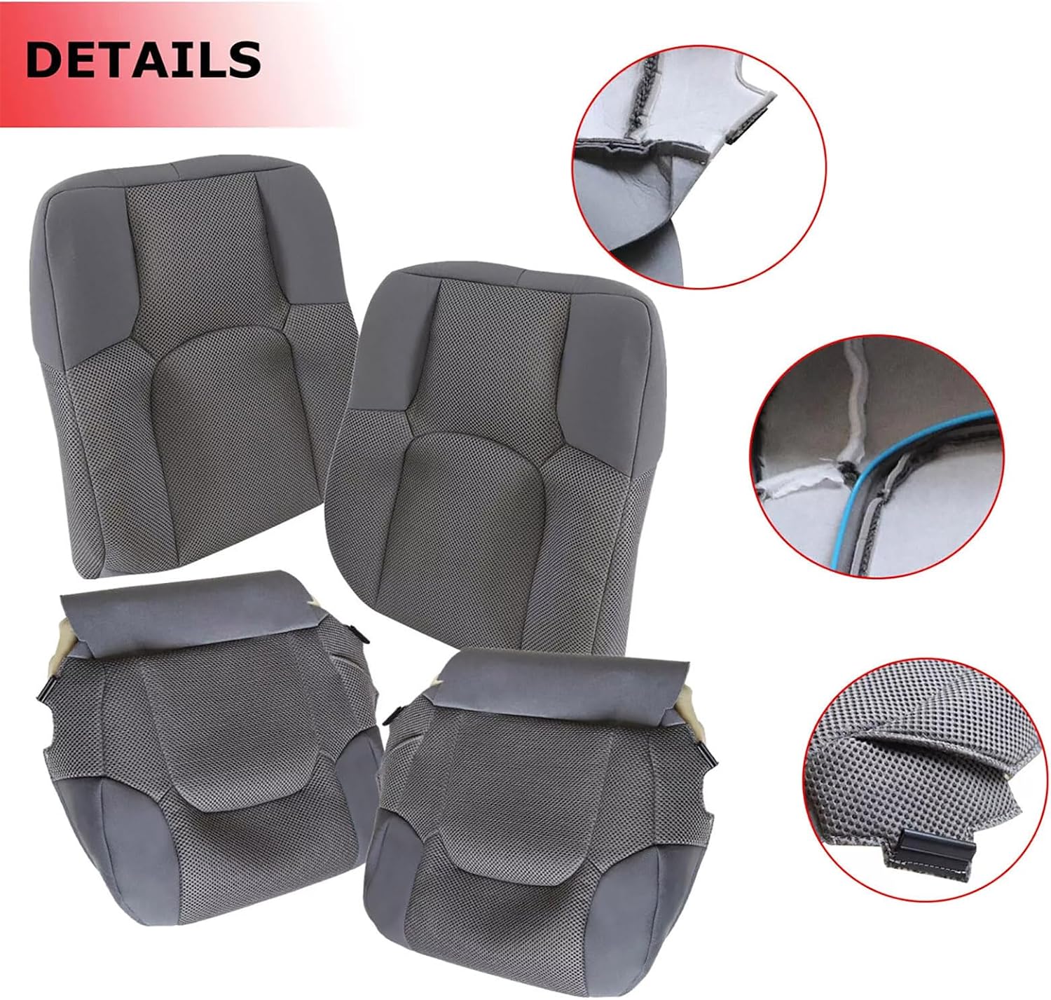 MOUDOAUER 4Pcs Car Repairing Driver & Passenger Bottom-Top Cloth Seat Cover for Nissan Frontier 2005-2019