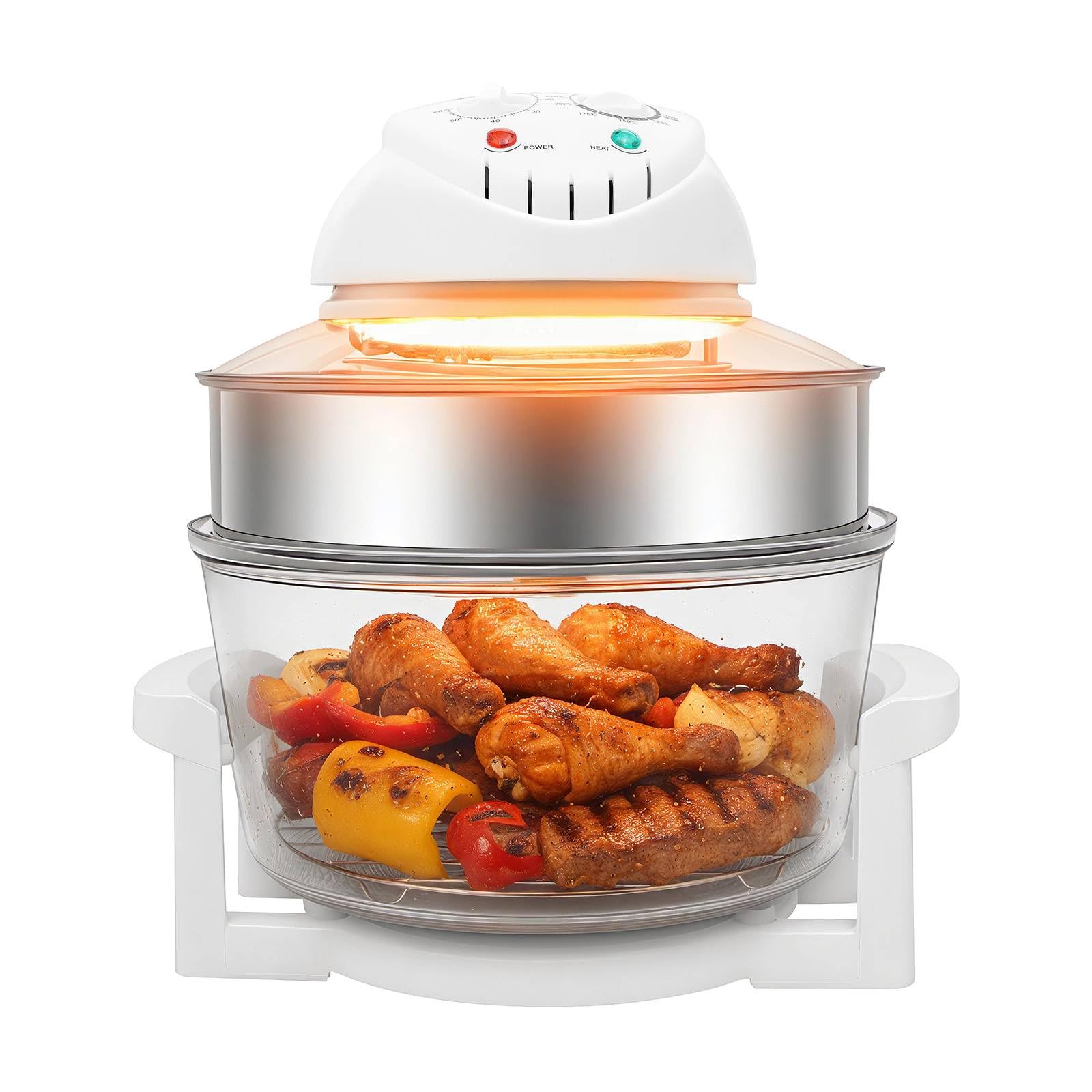18Qt Glass Air Fryer Non Toxic Extra Large, Halogen Convection Oven with Viewable Glass, 1400W, Adjustable Temperature and Timer, for Meals French Fries Chicken Healthy Cooking