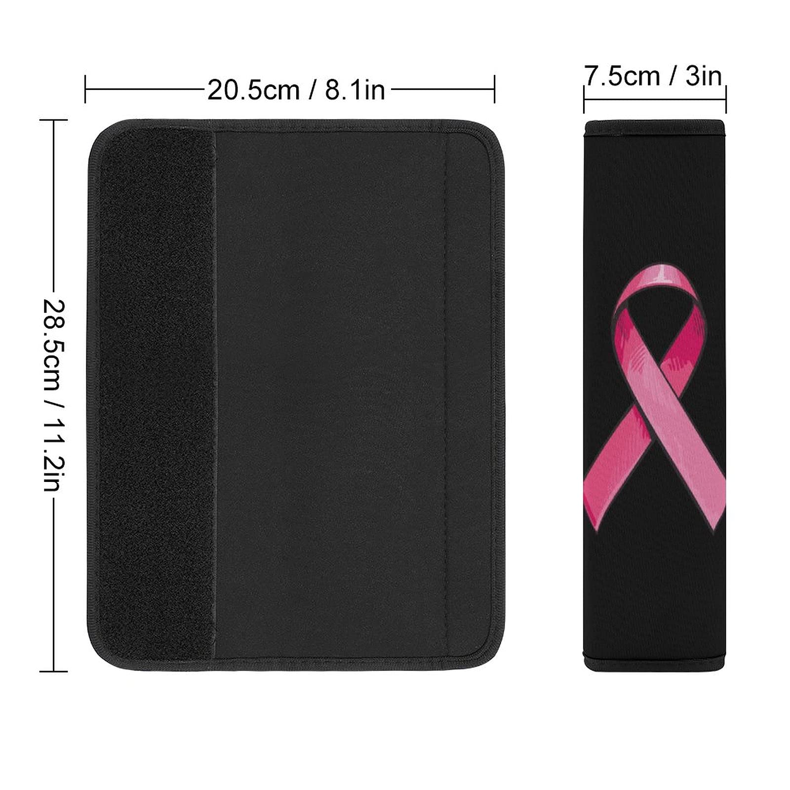 Pink Satin Ribbon Breast Cancer Car Seat Belt Cover Shoulder Strap Pad for Truck Airplane Camera Backpack