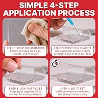 Vista 7 de Cemento acrílico de unión con botella aplicadora [4 onzas] - Pegamento transparente para plexiglás, láminas y plástico - Adhesivo de fijación