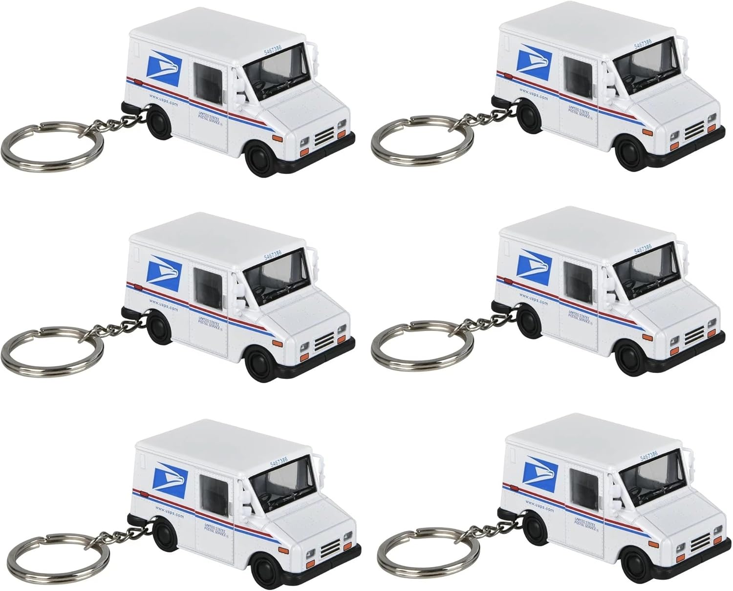 Zugar Land Diecast Pull Back Mini Postal Carrier Truck Keychains (Pack) (2.5") Metal Post Office Truck with Pullback Motion.
