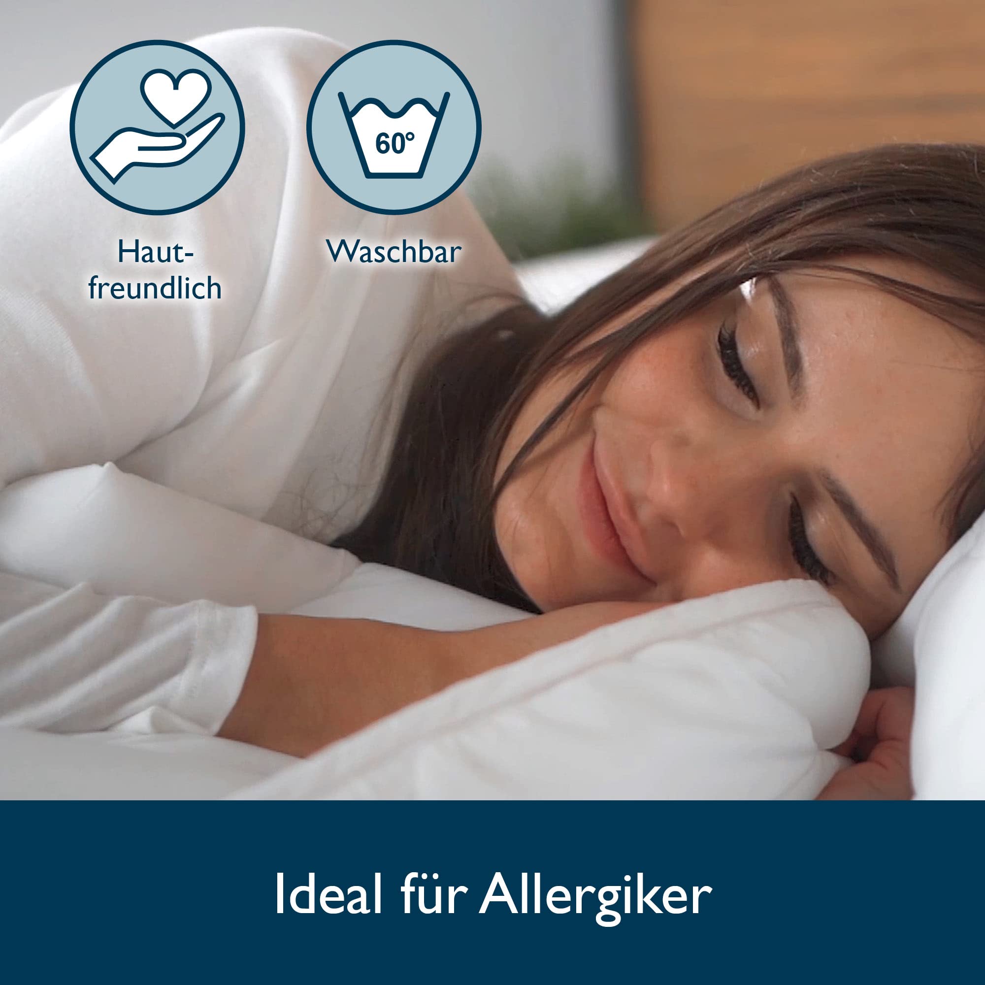 Beautissu Bettdecke und Kissen Set 4 Jahreszeiten Allergiker Kopfkissen