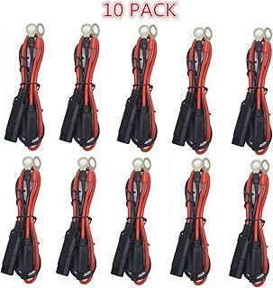 AEISVIK Sae Battery Connector - Sae to O Ring Terminal Harness Cable 12V- 24V Motorcycle Battery Charger Cord with 2 Pin Quick Disconnect Plug Sae Wire Harness Reverse Polarity Adapter 10 Pack