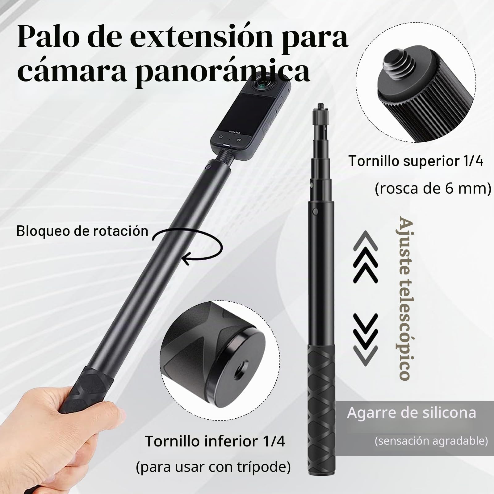Soporte para Insta360 x4 Cámara Acción en Motocicleta, Soporte para Cámara de Bicicleta para Insta360 x4 Cámara Acción en Motocicleta con Rotación de 360 ​​Grados Palo Selfie