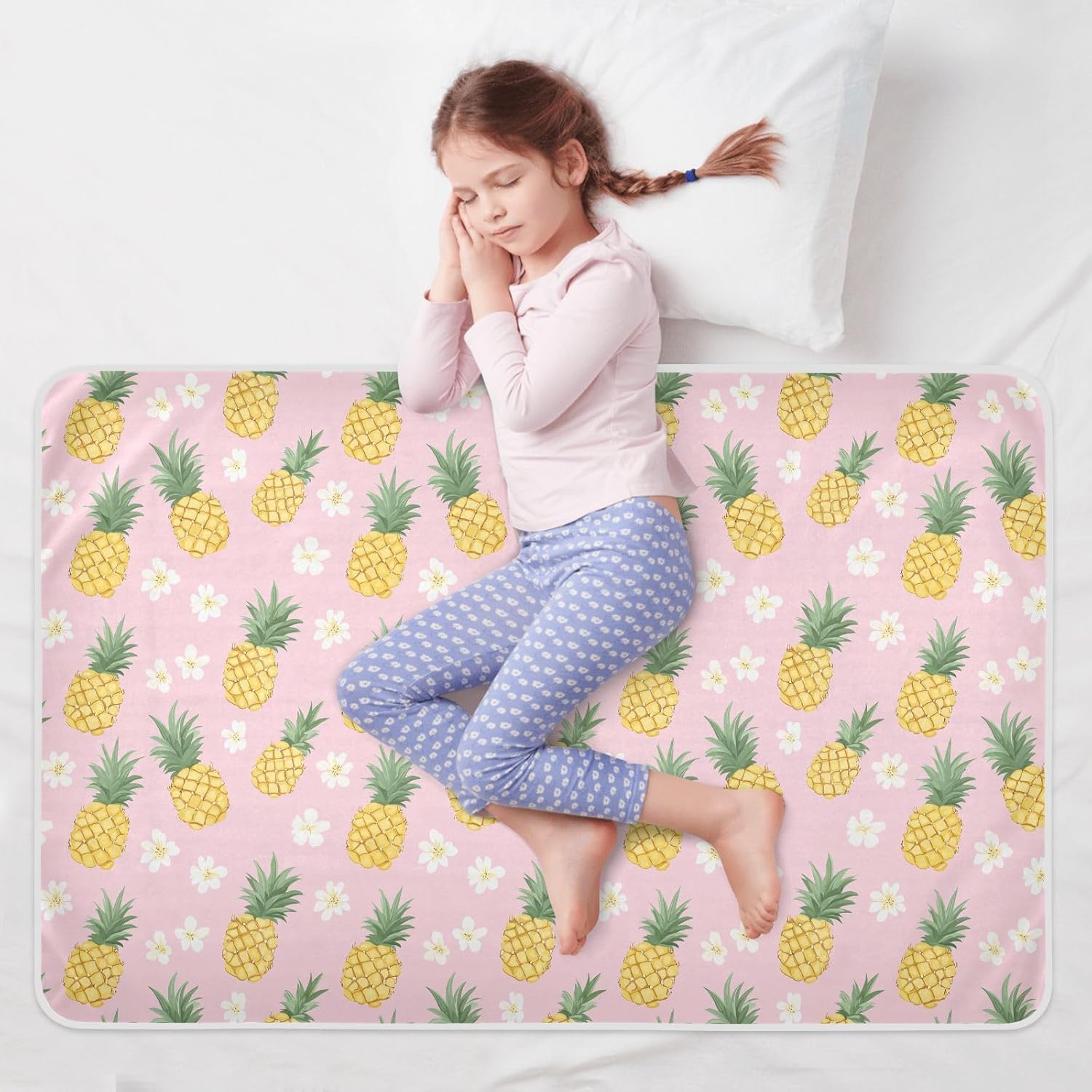 Funny Pineapple Fruit Blush Extra Large Resuable Diaper Mats Highly Absorbent Pads for Bed Changing Pad Liner for Kids Adults Pets , 52" L x 34" W