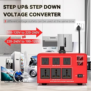 8000VA Step Up/Down Voltage Transformer Converter 110/120V to 220/240V