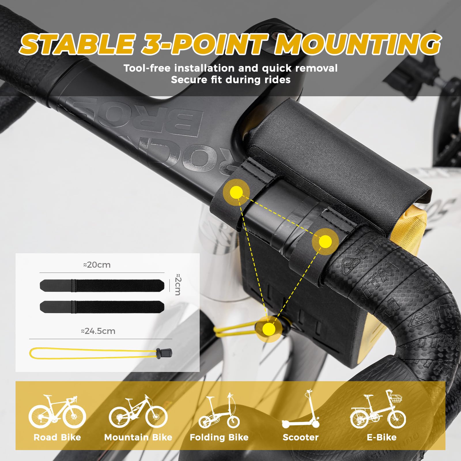 ROCKBROS Bolsa Impermeable para Manillar 1,3 L, Bolsa Cierre Magnético de Bicicleta Ligera para MTB Gravel Carretera Plegable Patinete