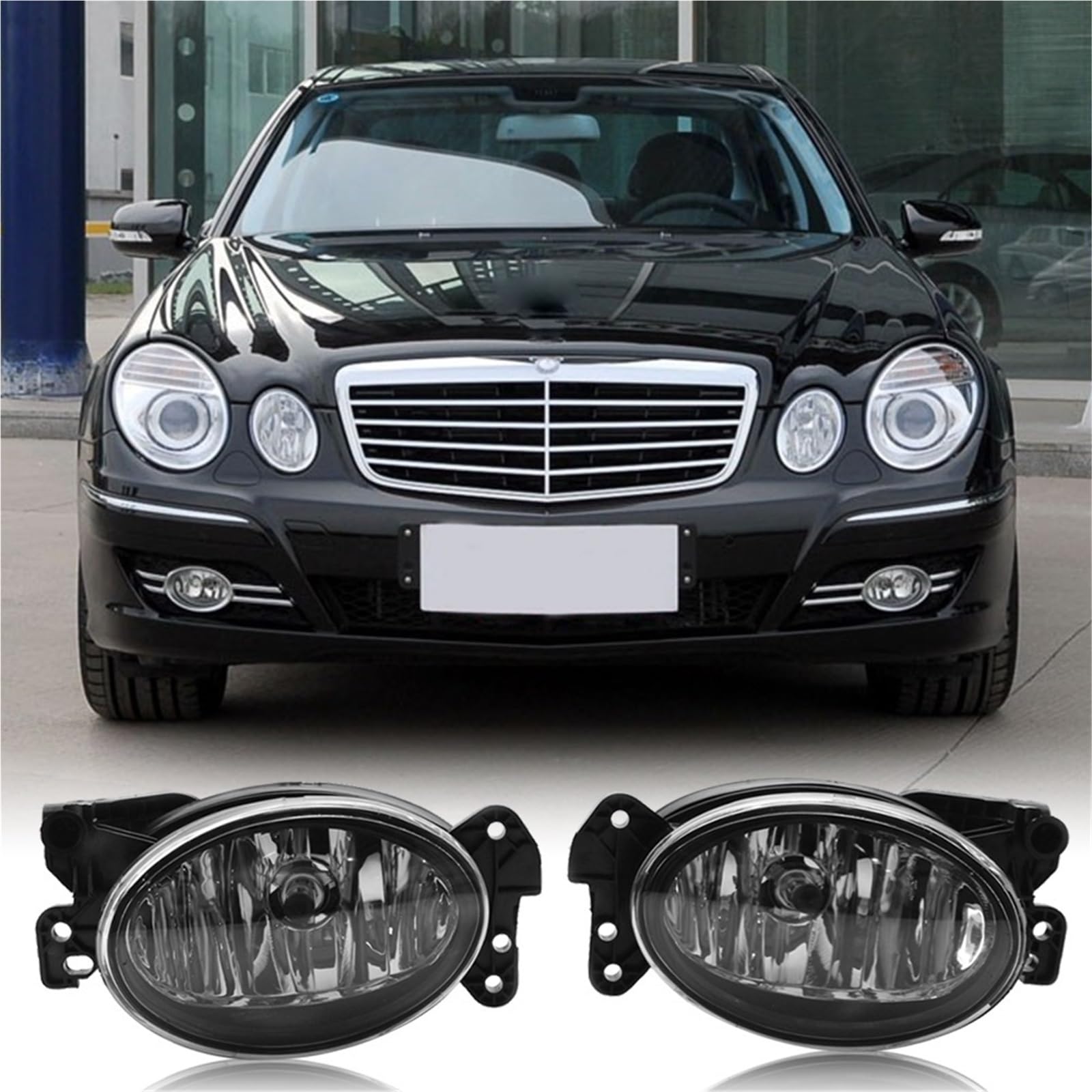 Przednie światła przeciwmgielne, lampy przeciwmgielne do Mercedesa Benz C CLK CLS EG GL MR SL Class, światła przeciwmgielne, żarówki halogenowe, przewody, przezroczyste soczewki samochodowe