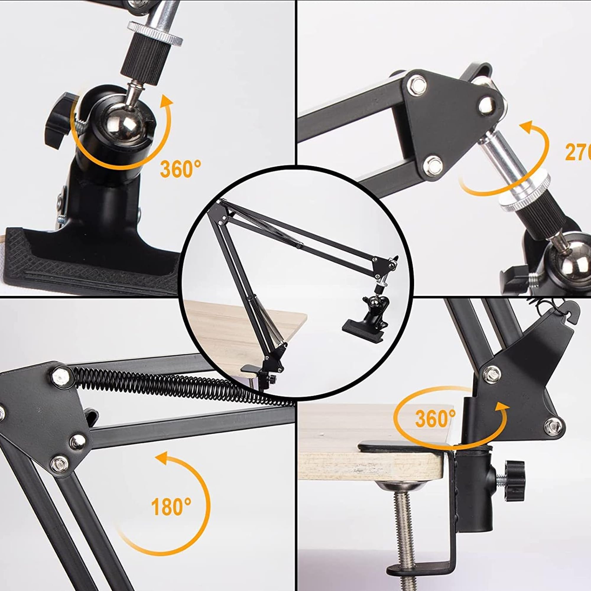 WDEC Embroidery Table Stand Kit, Instruction Manual Clip, Hand Embroidery Stand Lap Folding Cross, Adjustable Metal Embroidery Hoop Stand, 360 Rotated Embroider Holder Stands for Embroidery Hoops - Image 3
