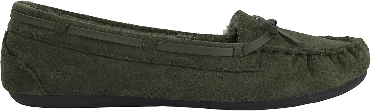 Blueberry Womens Faux Soft Suede Fur Lined Moccasin House Slippers Indoor Outdoor - Image 3