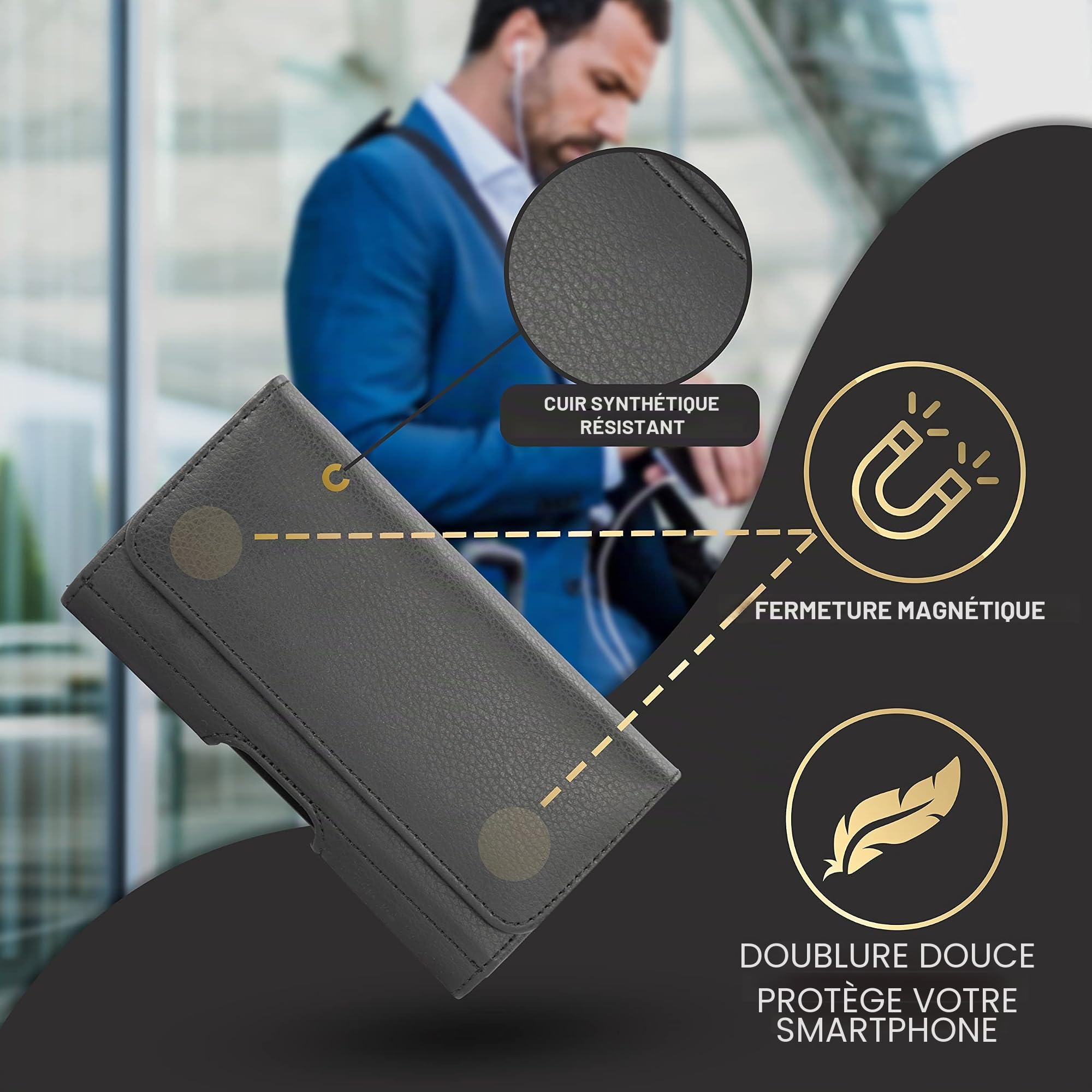 Étui de Ceinture pour Samsung Galaxy S25/S24/S23 Ultra, Cuir synthétique, Clip de Ceinture, Fermeture magnétique