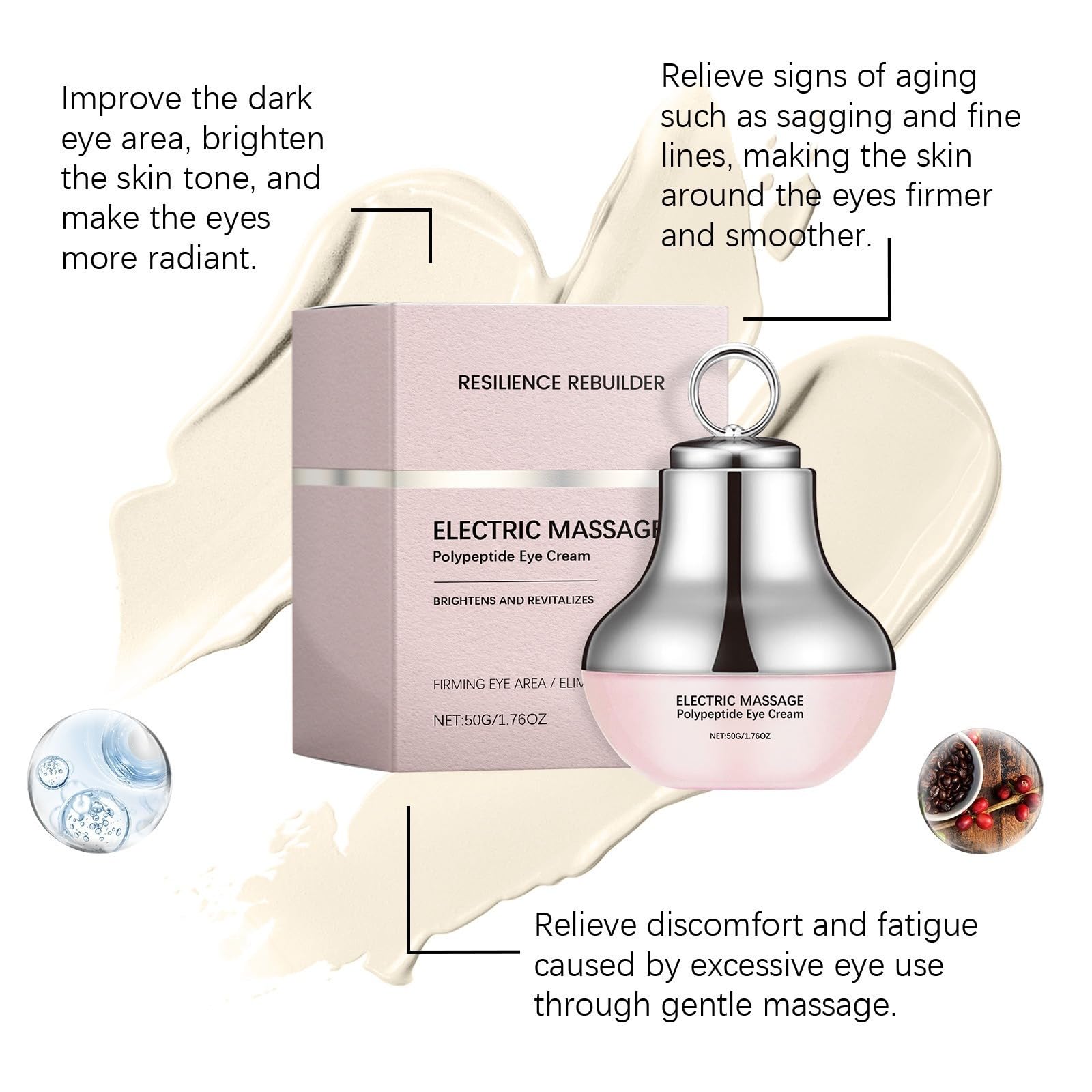 Crème contour des yeux à massage électrique :pour les yeux fermes et lisses