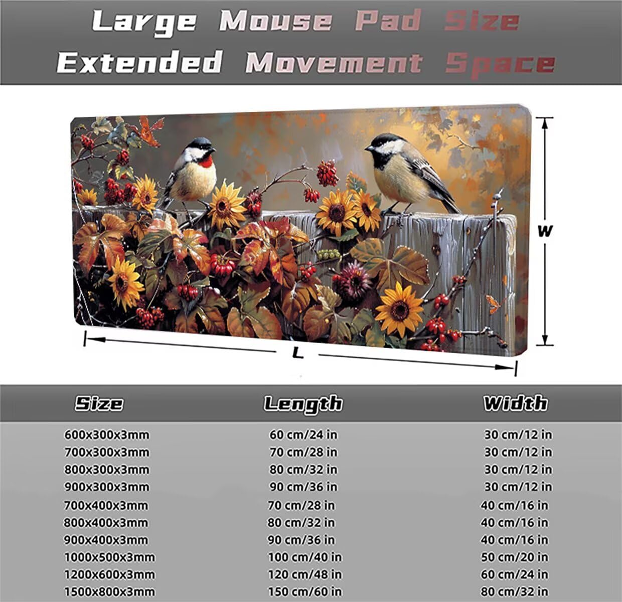 Tappetino per Mouse Gaming XXL 1200x600x3mm– Ufficio Mousepad Grande – Migliora la Velocità e la Precisione Tenuta Stabile Sottomano per Ufficio e Casa Accessori Scrivania Animale PjY6413 T-O