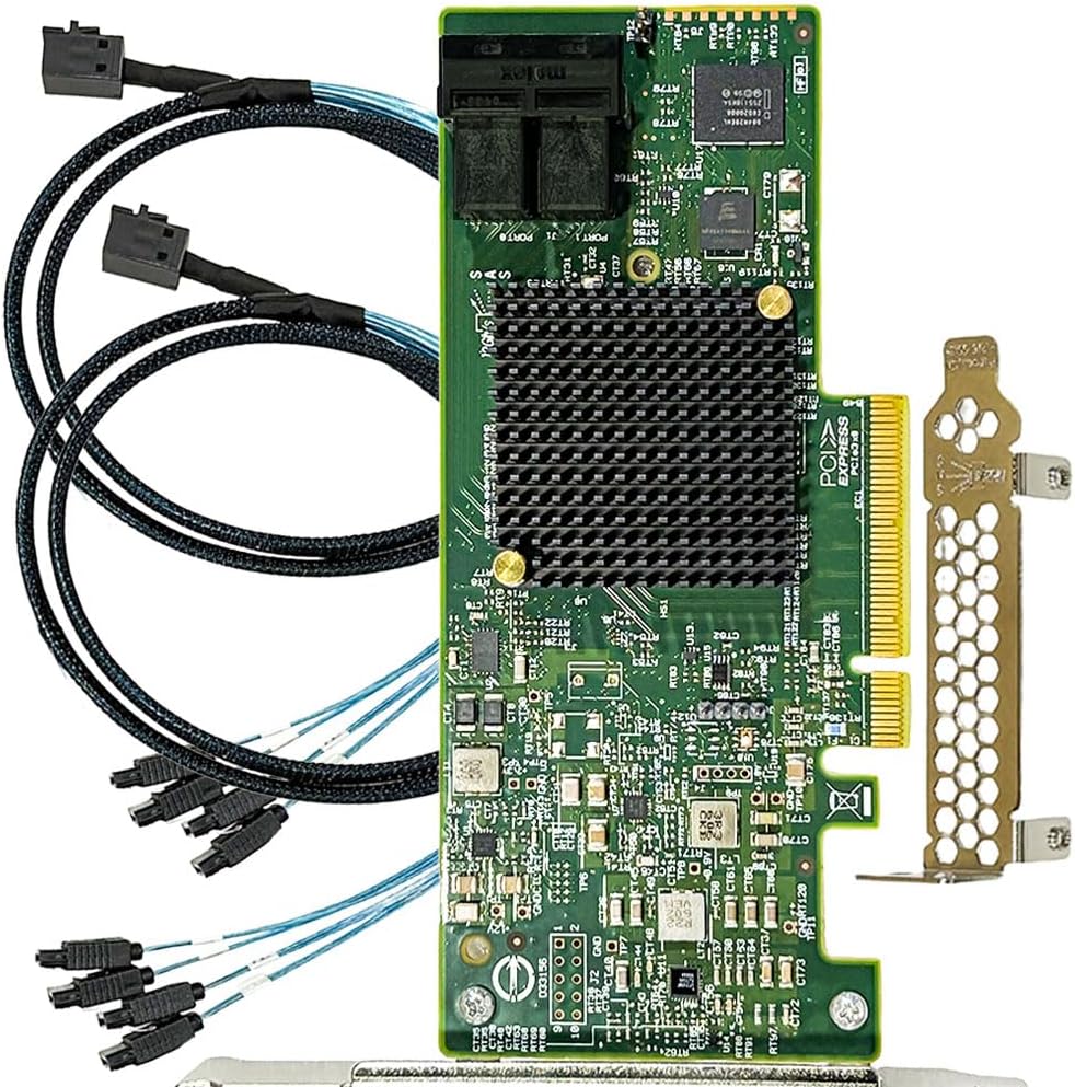 SAS HBA Card Compatible with LSI 9300-8i IT Mode PCIe SATA Expansion Card, 8-Port 12Gbps PCIe 3.0, SAS Expander Support, HBA Controller with 2X SFF-8643 to 4X SATA Cables for ZFS TrueNAS unRAID NAS