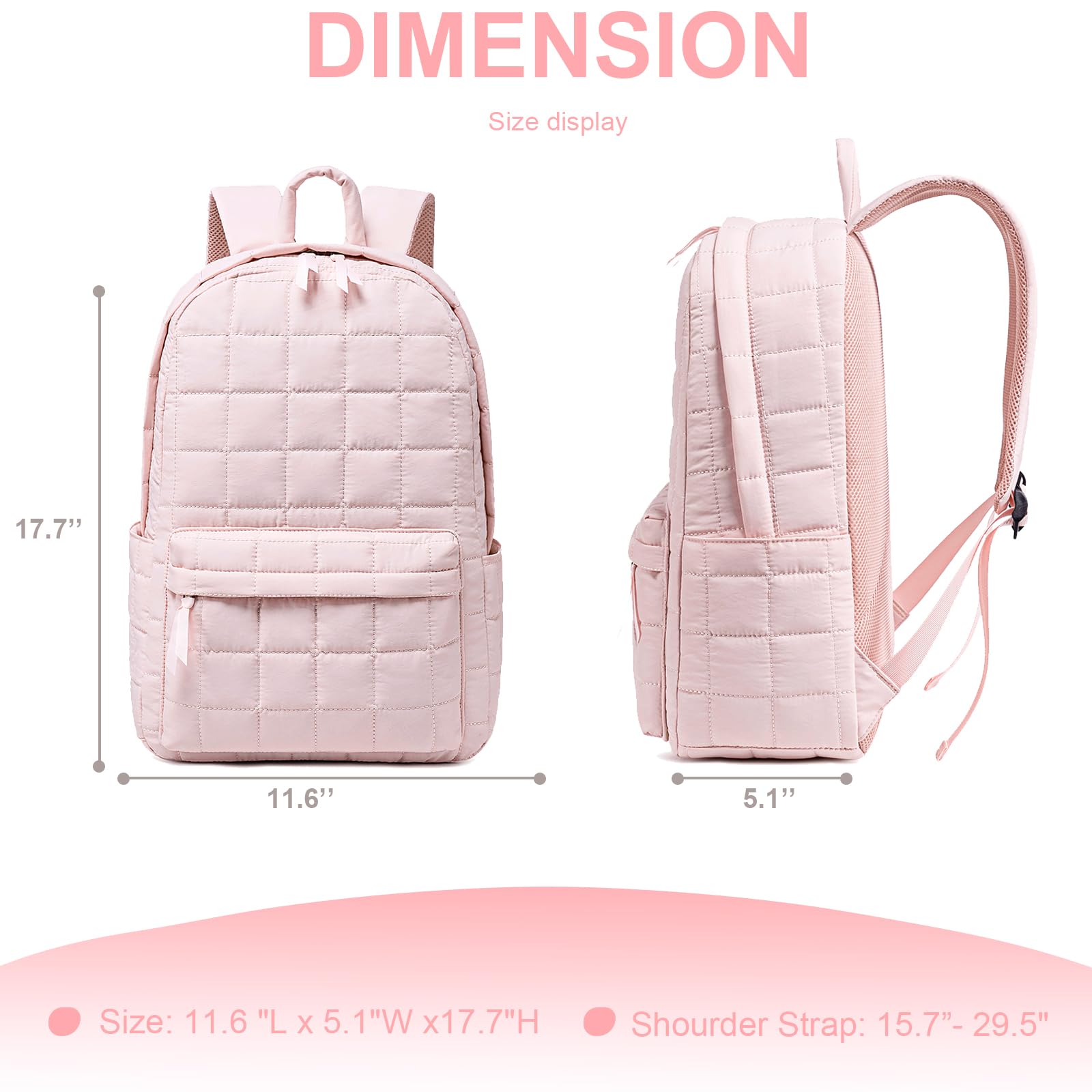 BTOOP Mochila escolar para adolescentes, niñas, mujeres, laptop, universidad, llavero, cartera, para niñas y mujeres, informal, escuela secundaria