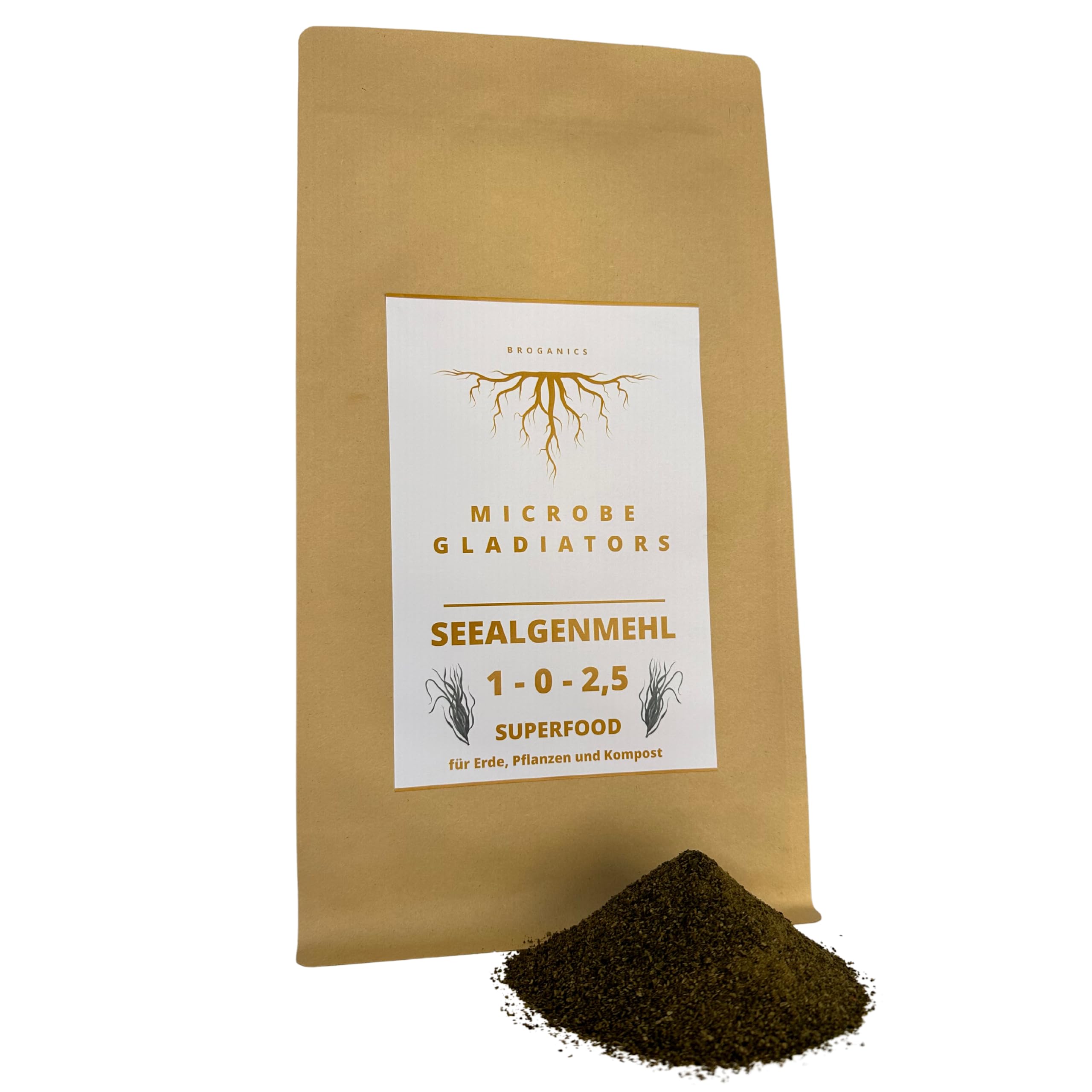 MICROBE GLADIATORS - Kelp Algenmehl Braunalgen (Ascophyllum Nodosum)  1-0-2,5 organischer Universaldnger mit Spurenelementen (1kg) : Amazon.de:  Garten