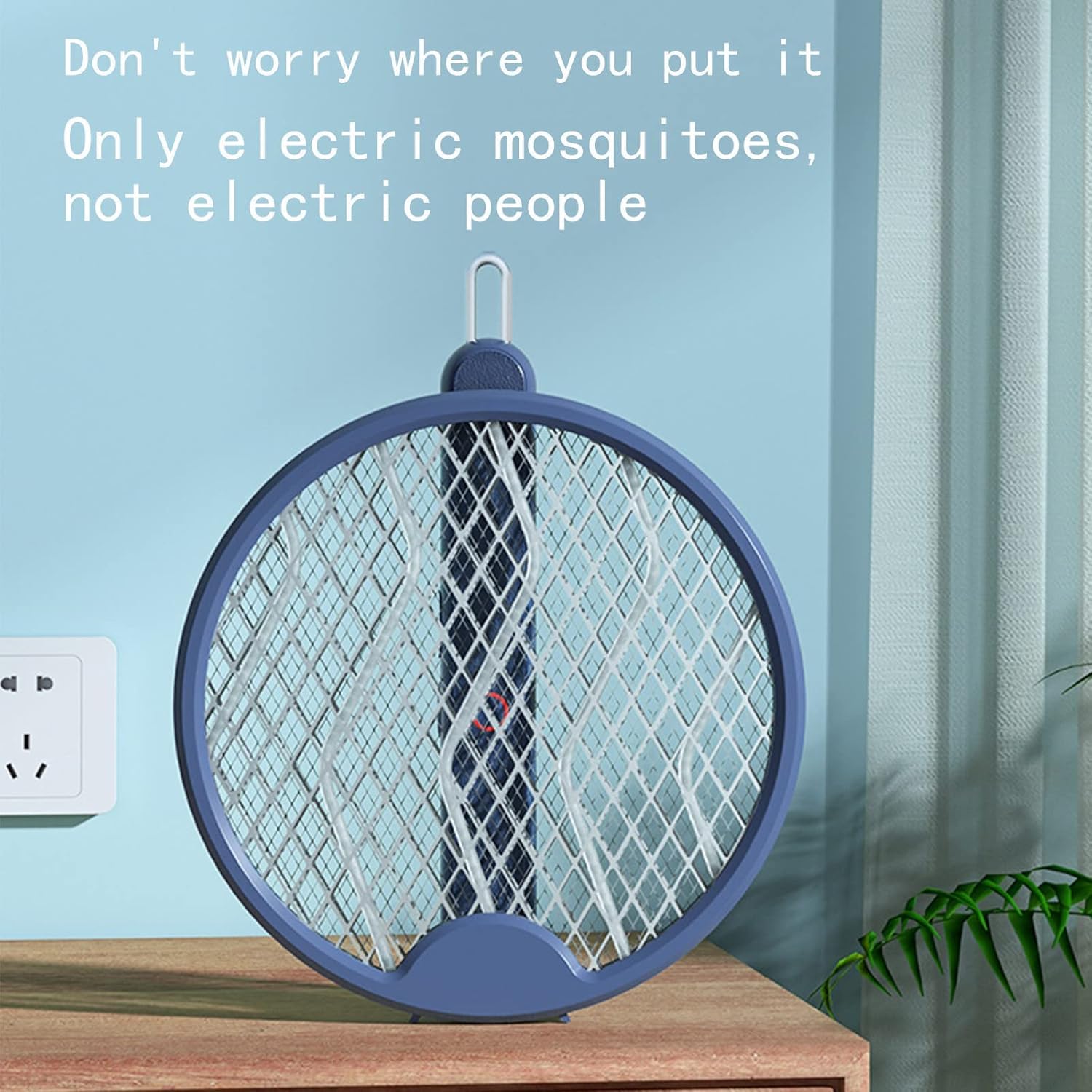 3 in 1 Smart Bug Zapper Mosca Elettrica Zanzara K-iller Pieghevole Ricaricabile B-UG K-iller Racchetta Adatto per Viaggi E Casa al Chiuso con Trappola Luminosa, Blue