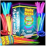 PartySticks Ultra Bright Glow Sticks Bulk Party Supplies 400 Pack - 8" Glow in the Dark Light Up Halloween Party Favors, Glow Decorations, Neon Party Necklaces and Bracelets with Connectors