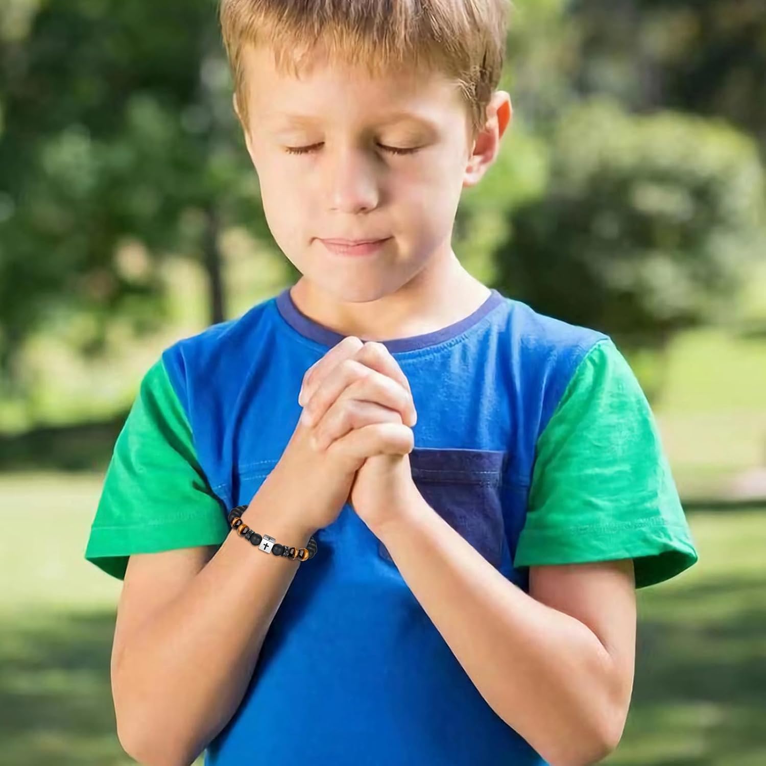 Adjustable Beaded Cross Bracelet for Boys Men Kids, Easter Graduation Christian Valentines Day Christmas Birthday Baptism Gifts for Boys Teens Son Grandson Nephew - Image 3