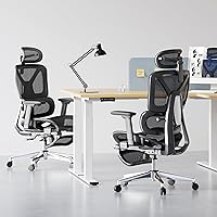 Vista 2 de FLEXISPOT ErgoX - Silla de oficina ergonómica premium con reposapiés, reposabrazos 3D ajustables, soporte lumbar dinámico, función de reclinación e