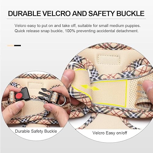 Miniatura 9 de Juego de arnés y correa de malla suave para perro, sin ascenso, reflectante, transpirable, ligero, fácil de caminar, a prueba de escapes, arnés con