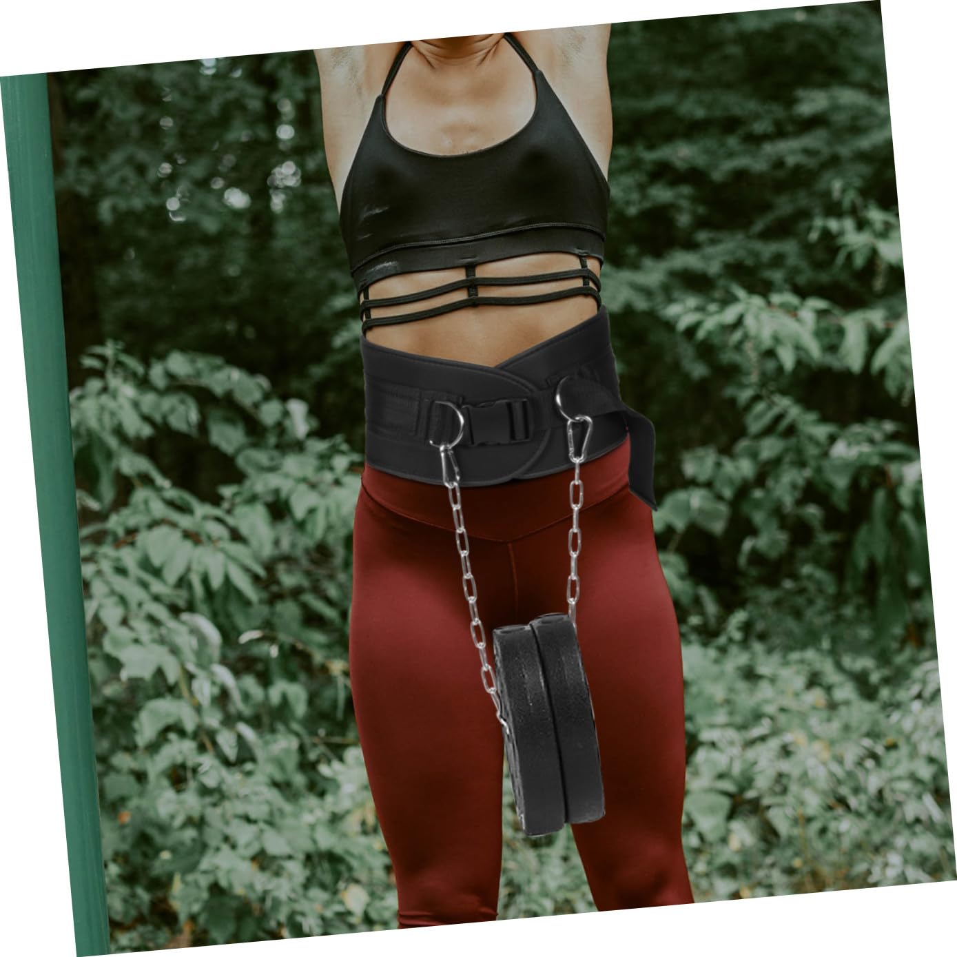 Klimmzuggürtel mit Kette zum Gewichtheben Schwarzer Sportgürtel aus Nylon und Eisen mit Dickem Verschluss und Konturiertem Taillendesign für Gewichtstraining