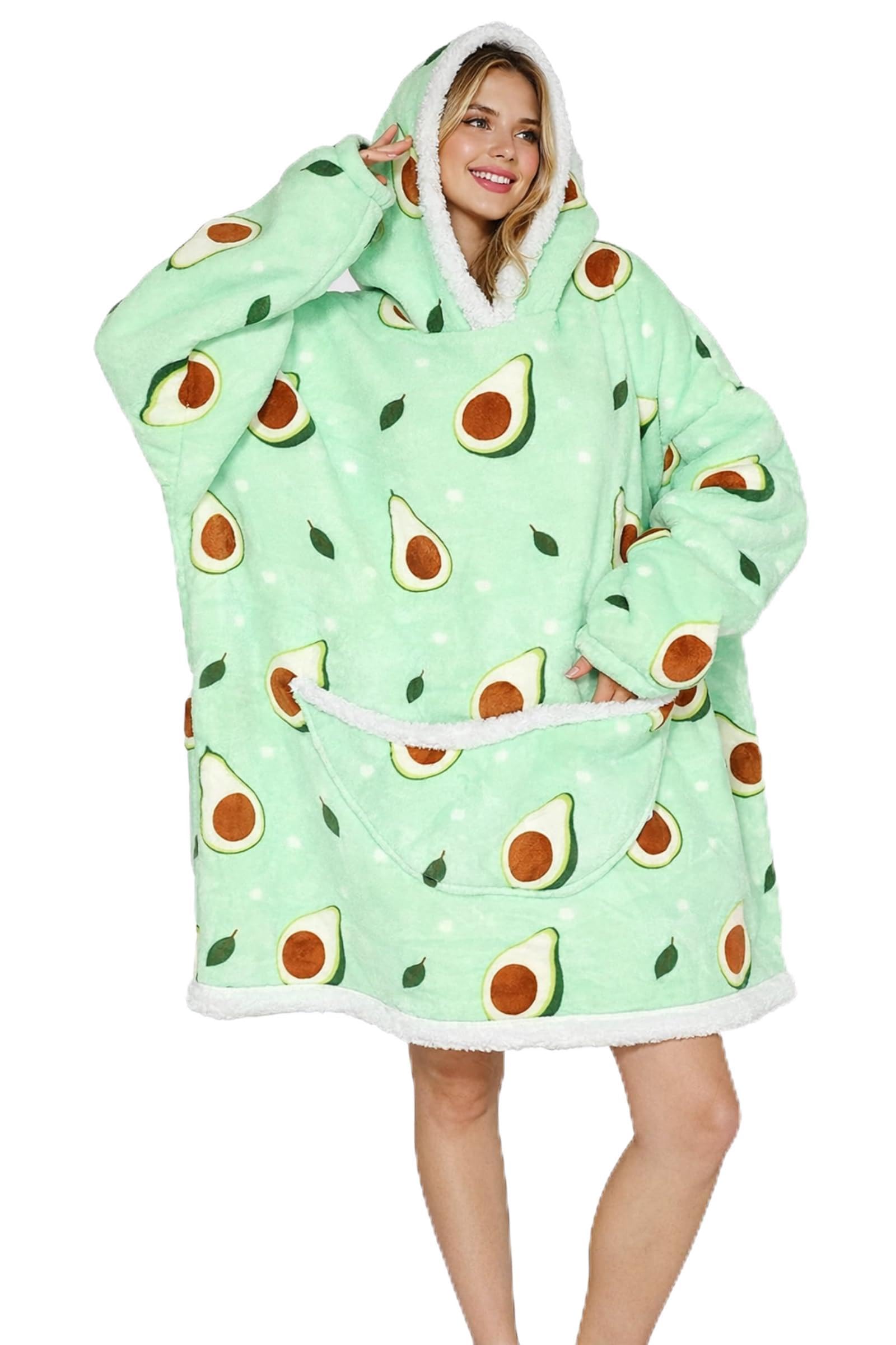 Sudadera con capucha de gran tamaño, manta de franela con mangas y bolsillo frontal, para adultos, mujeres, hombres, adolescentes, amigos, talla única