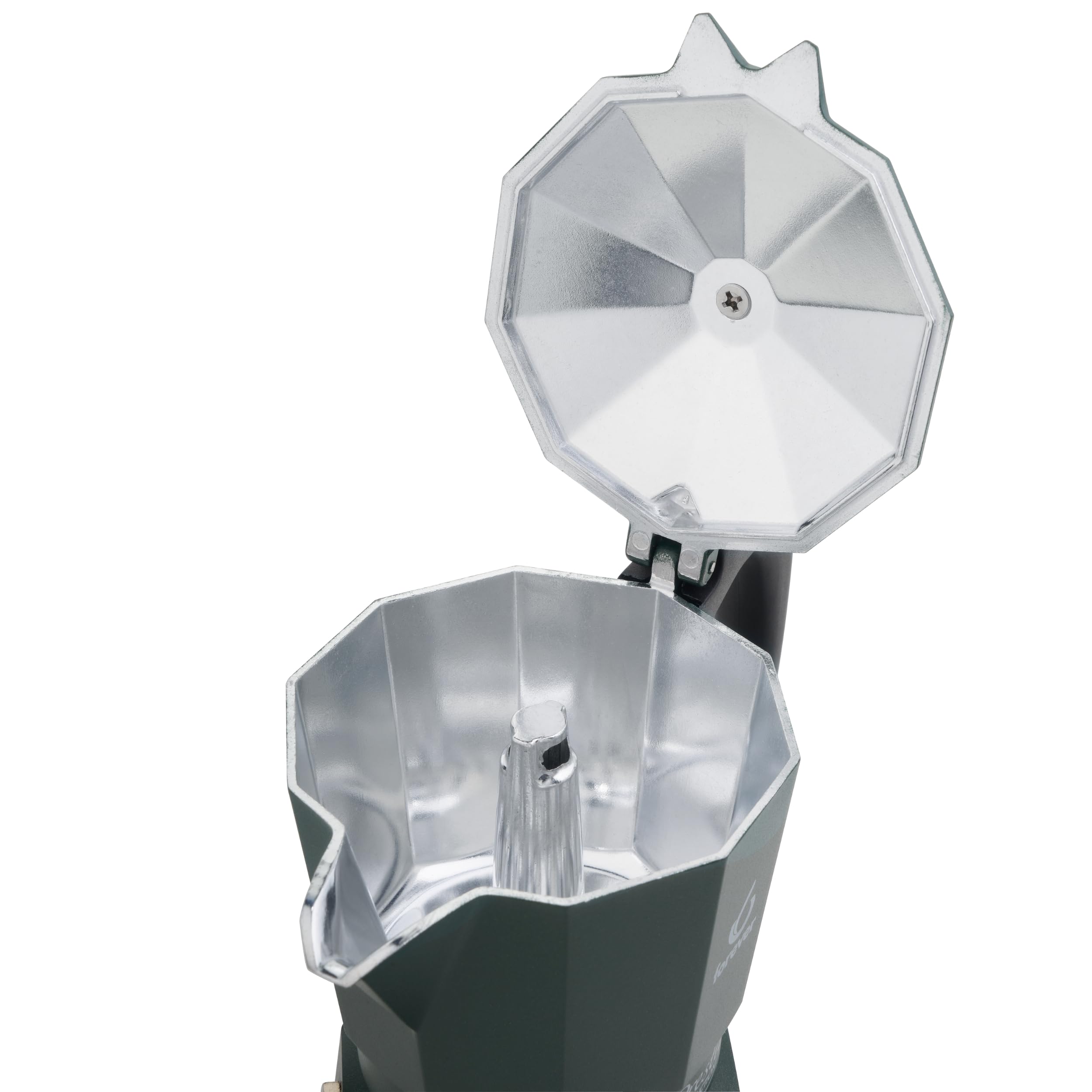 FOREVER Caffettiera Moka per Induzione, Miss Moka Prestige Induction 'All Green', Caffettiera Moka per Casa, Caffettiera Portatile per Viaggio, inclusa Guarnizione in Silicone (6 Tazze)