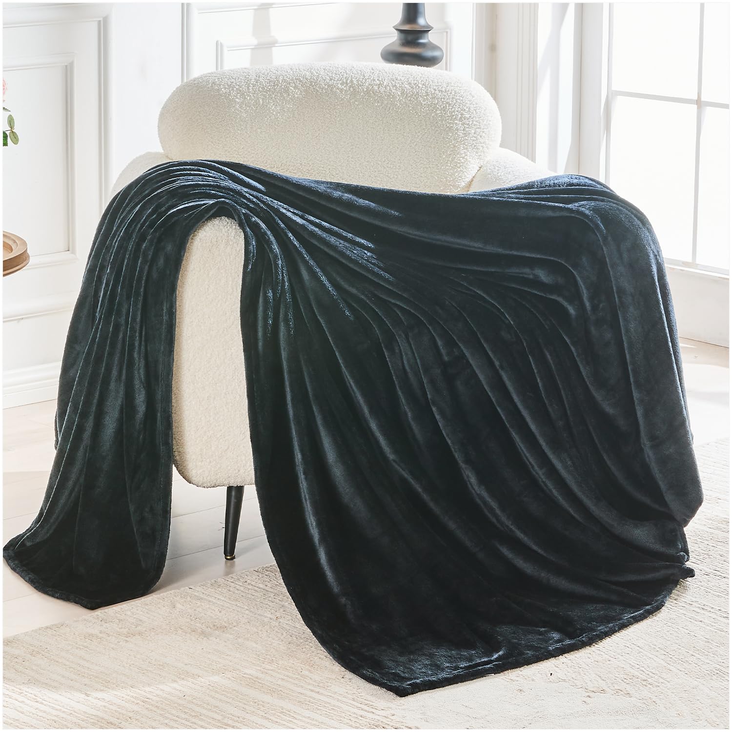GC GAVENO CAVAILIA Flannel Fleece Throw Blanket King Size 200x240 Cm | Black