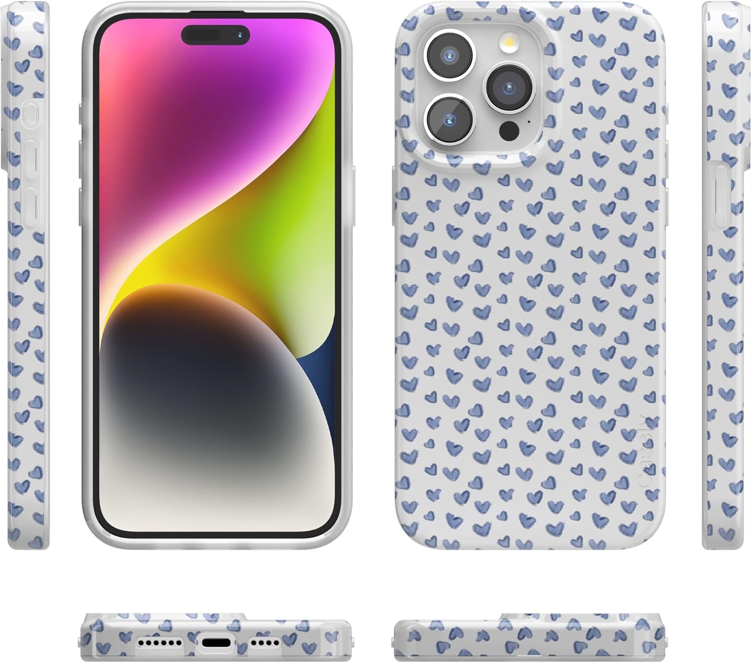 Casely iPhone 15 Pro Max Case | Lovebug | Blue Hearts | Compatible with MagSafe | Classic Ultra Slim Design