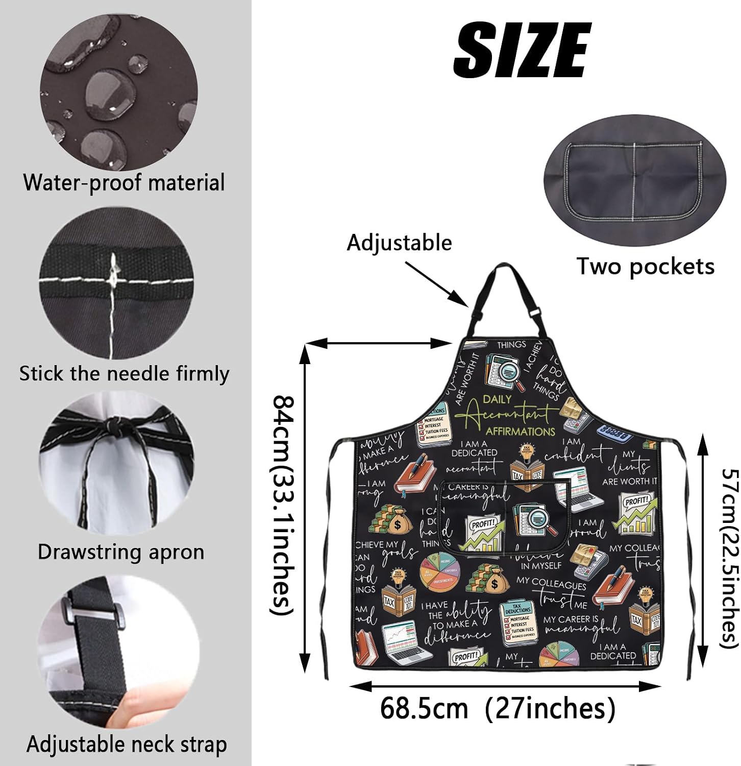 JXGZSO Accountant Adjustable Apron Accountant Appreciation Gift CPA Themed Apron Accountant Affirmations image 4