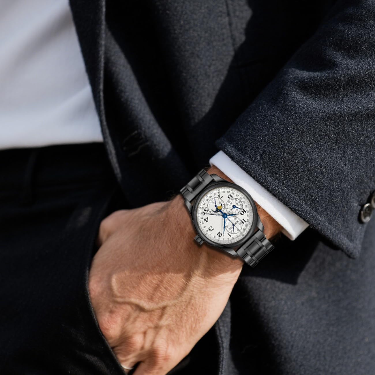 Bracelet de montre universel en métal qui s'adapte à la plupart des transitions, bracelet de rechange classique en acier inoxydable à dégagement rapide de 21 mm avec extrémités incurvées