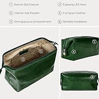 Vista 6 de Time Resistance Bolsa de Aseo de Cuero Neceser de Cosméticos Kit Dopp Elegante Italiano