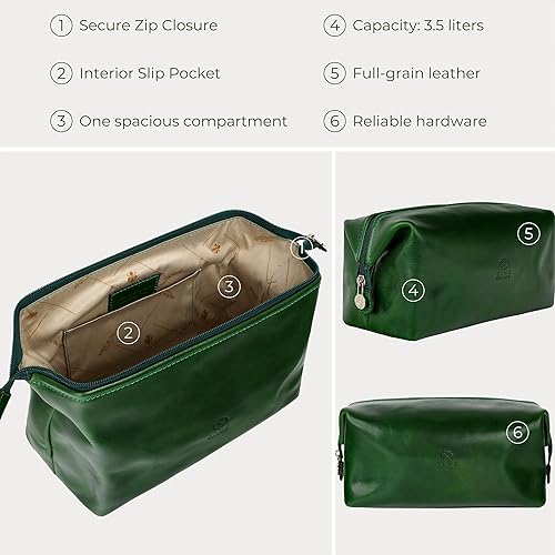 Miniatura 6 de Time Resistance Bolsa de Aseo de Cuero Neceser de Cosméticos Kit Dopp Elegante Italiano