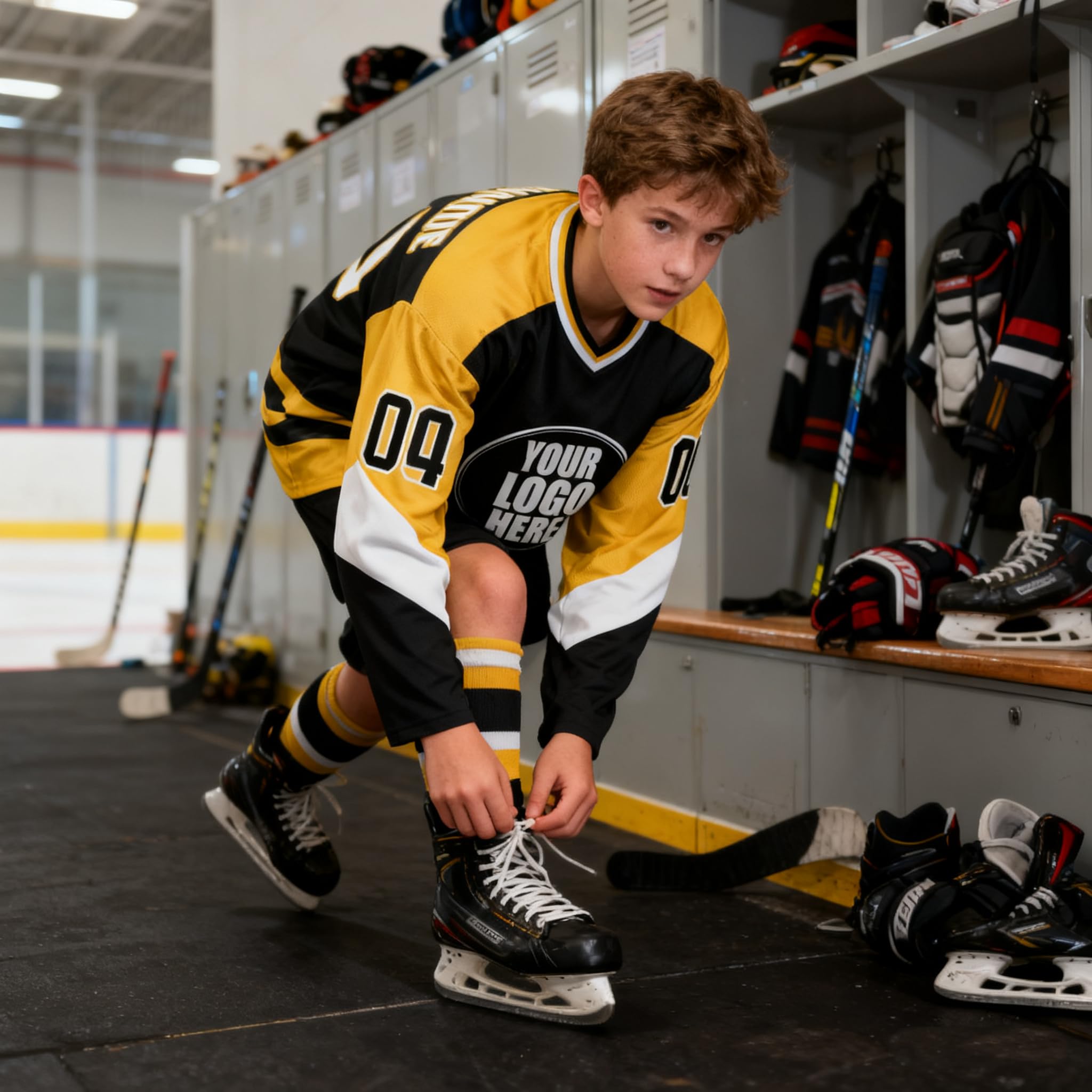Maillot de Hockey personnalisé à Manches Longues avec numéro, nom et équipe pour Hommes, Femmes et Adolescents