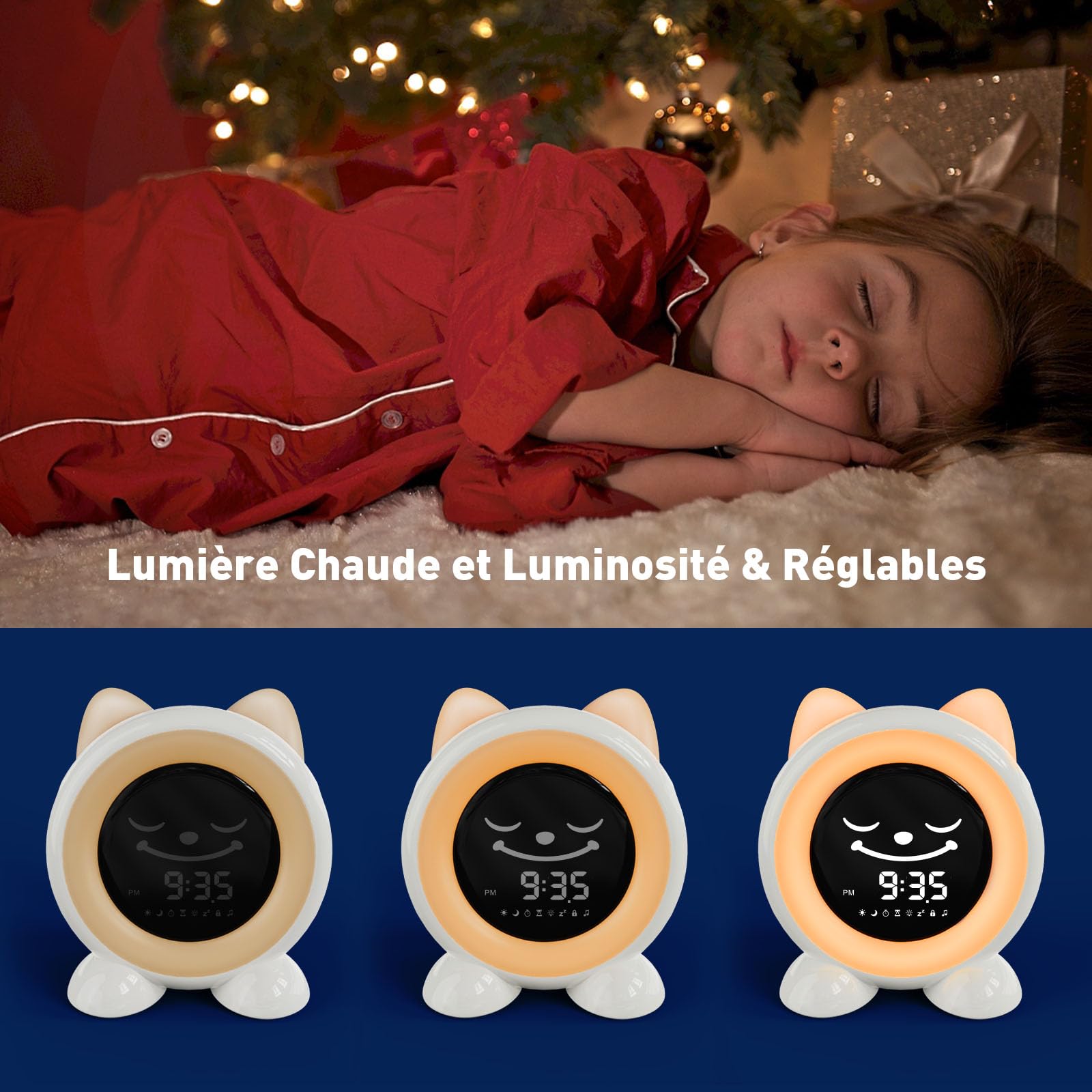 I·CODE Reveil Enfant, Réveil Enfant Educatif Jour Nuit avec Emoji Et Lumière, Parfait pour 2-10 Ans Reveil Fille Garçon