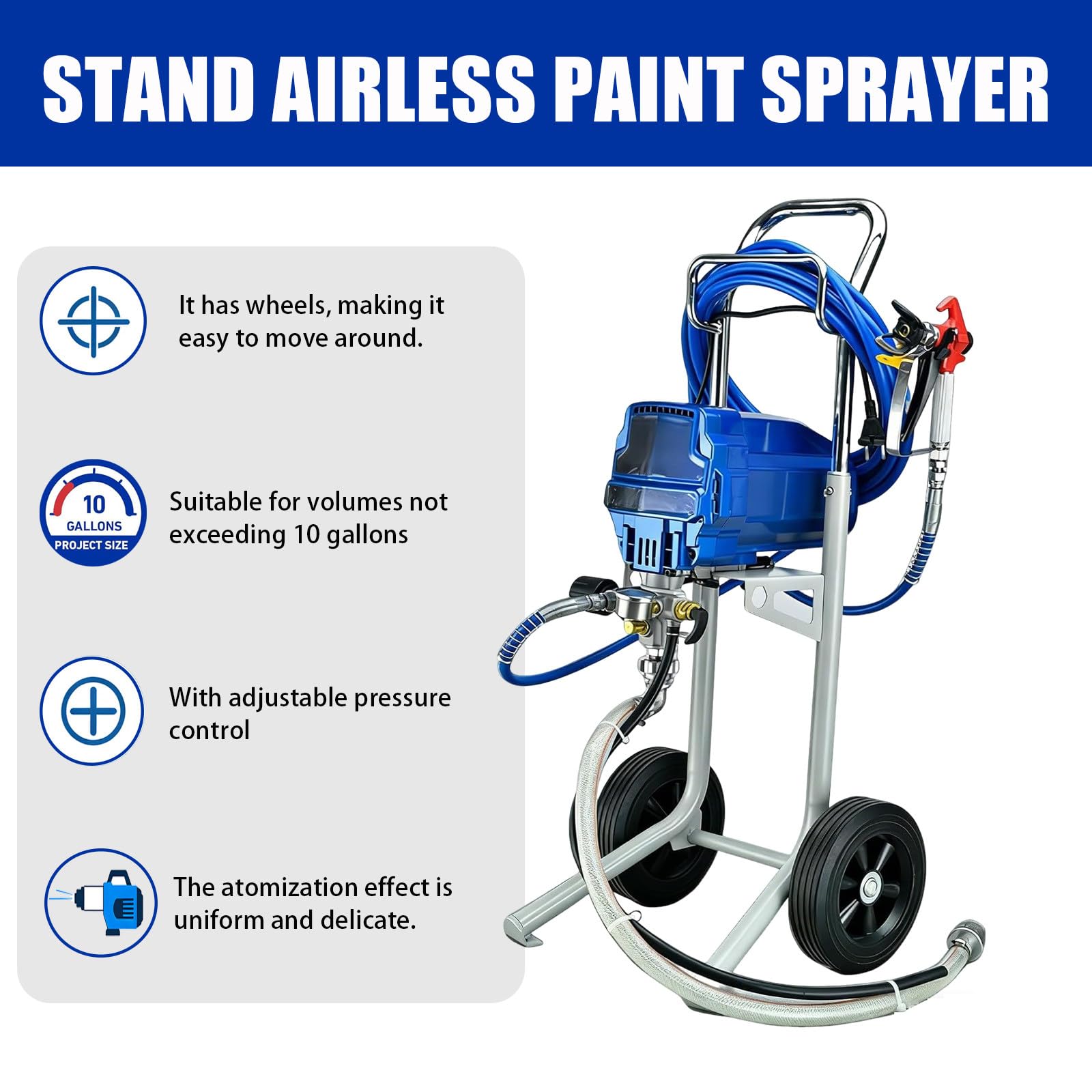 Aparaty do Malowania Domów Airless 3300 PSI 5m/200in Wąż 30cm/11.81in Przedłużka do Ścian Sufitów Bram Wiat