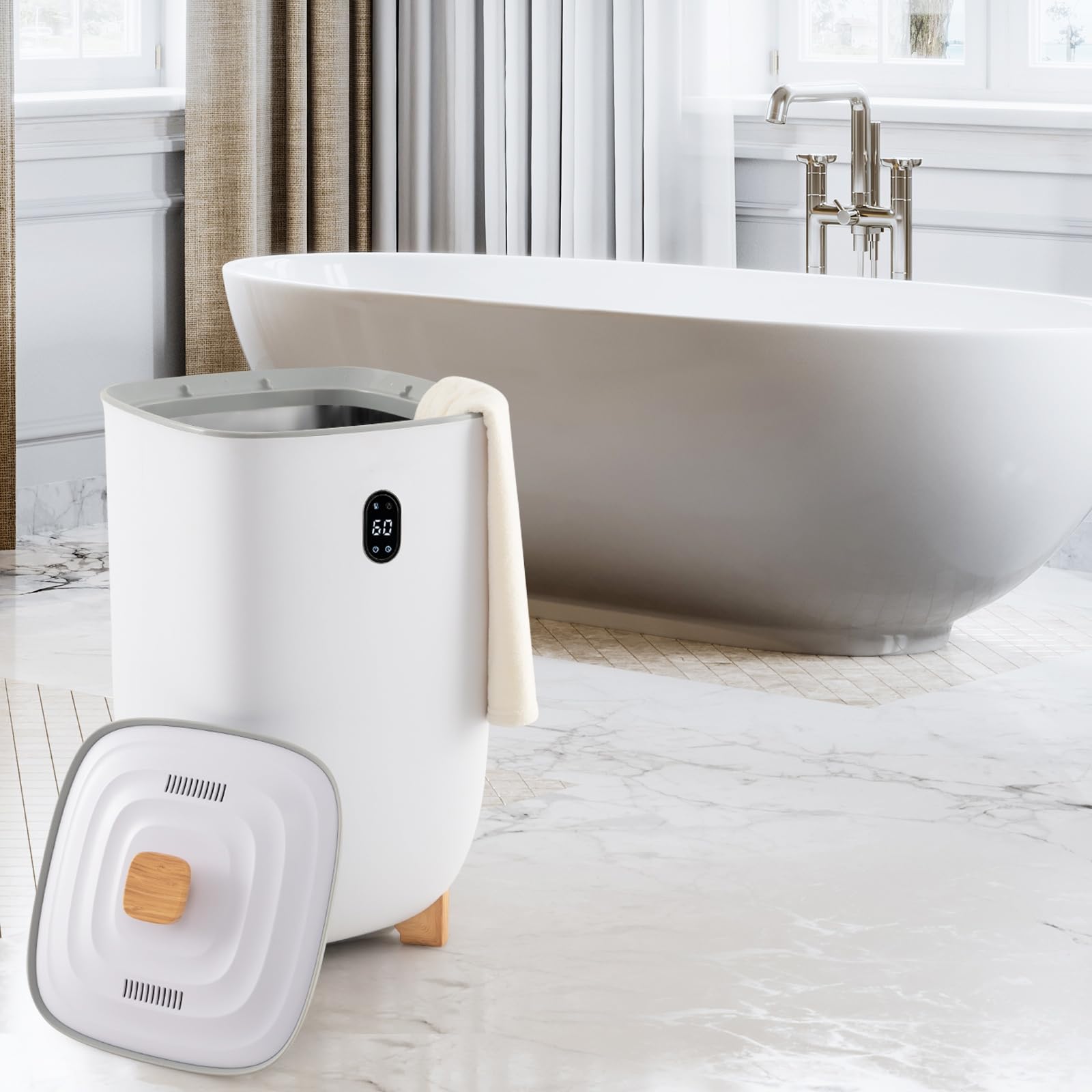 LIFEZEAL Scaldasalviette elettrico da 35 l, scalda asciugamani con modalità a secco e funzione timer, per bagno, accappatoio, coperta e pigiama