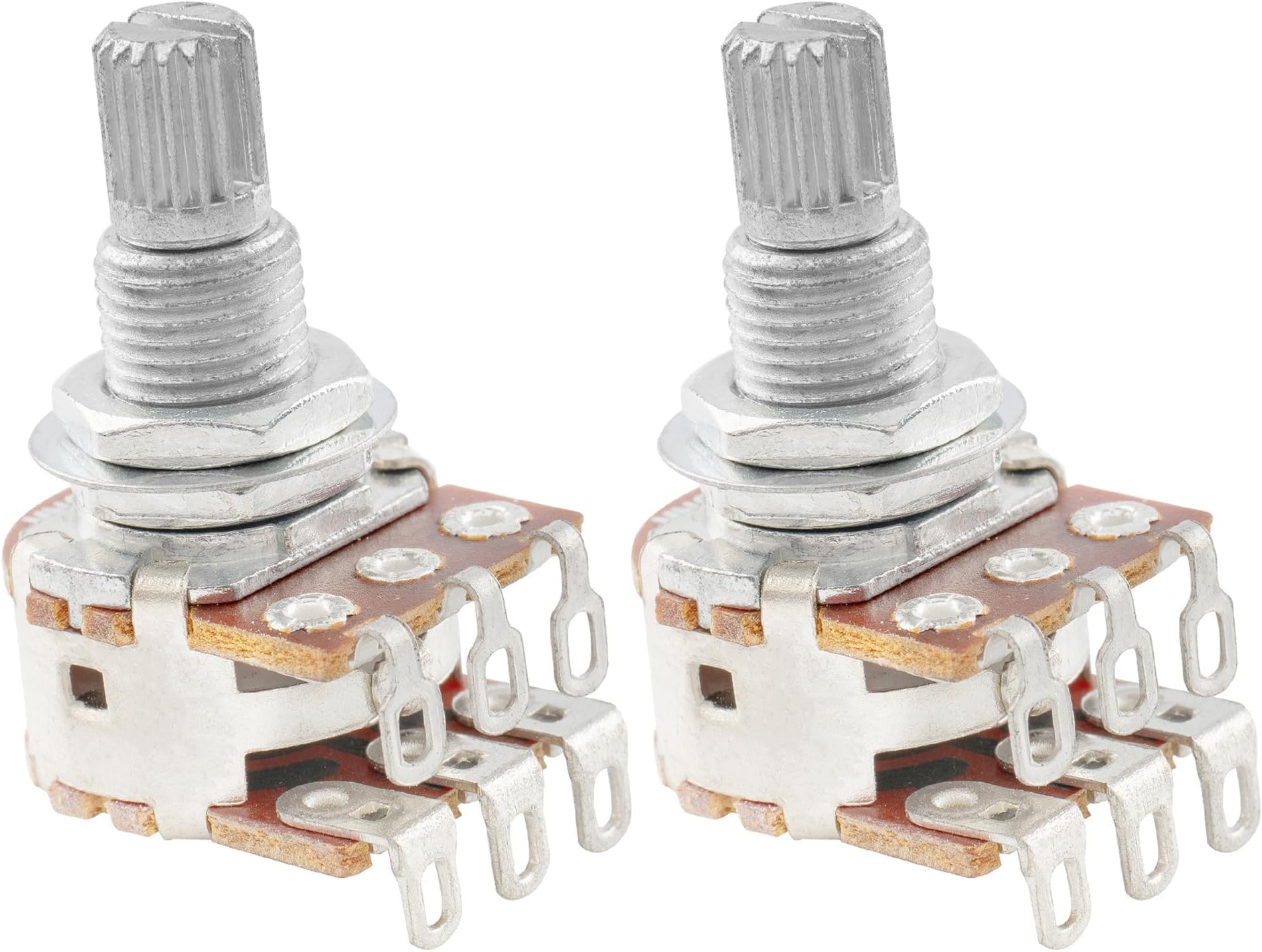Musiclily Pro Aluminium Mini Metric Sized Blend Pots MN500K Dual Balance Potentiometers with Center Detent for Guitar (Set of 2)