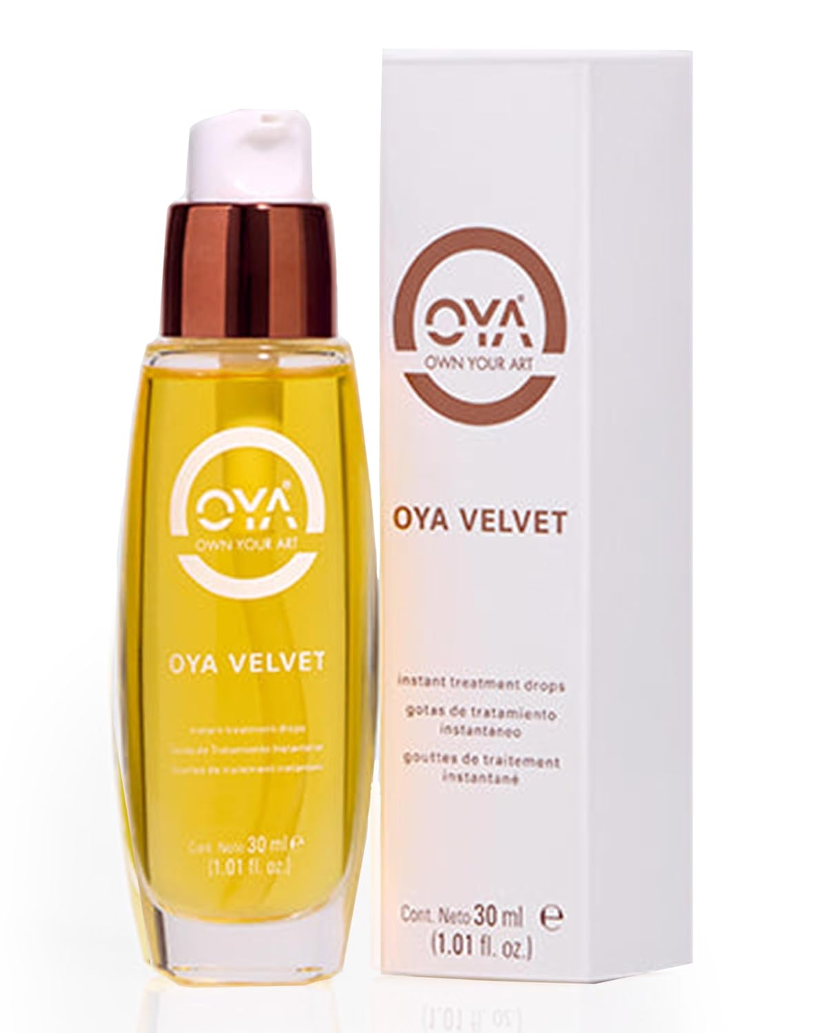 OYA Velvet Instant Drops - Lightweight Frizz Control Hair Serum with Sunflower Oil & Vitamin E - Smooths and Conditions for Sleek, Glossy Hair - and Finishing Lightweight Formula Pre-Styling - 30 ml