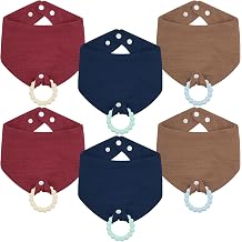 6-Pack Baby Bandana Drool Bibs & Teething Toys for 0-24 Months, Safety for Newborns and Toddlers