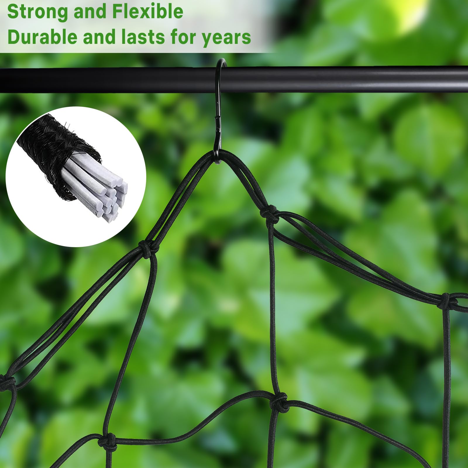 Dunkwckore Filet à Ramer, Filet Pour Plante Grimpante Exterieur Treillis 120x 120 Cm Avec Une Maille Concombre Elastique Avec 4