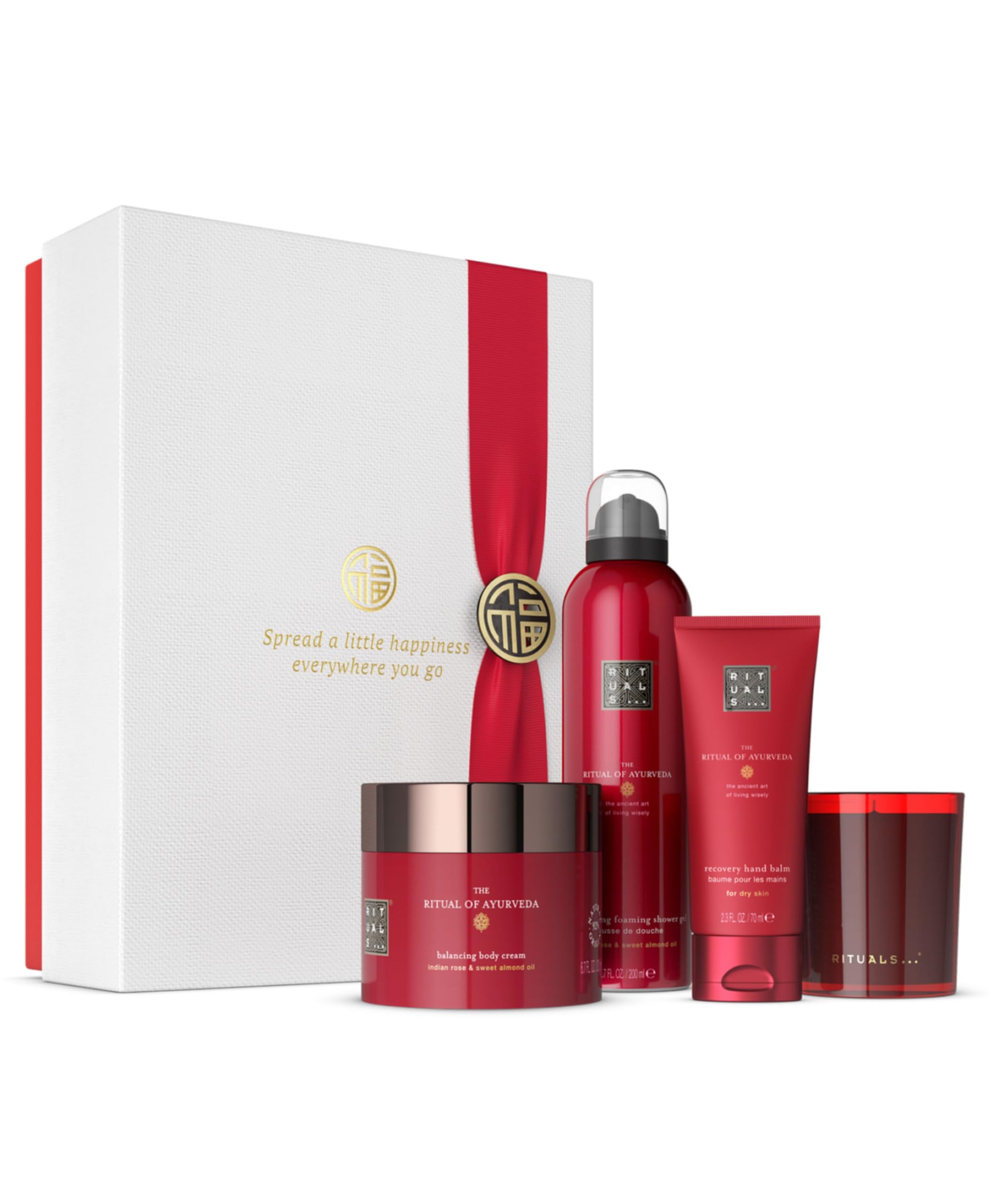 RITUALS Cofanetto regalo donna The Ritual of Ayurveda, Large – Set regalo donna con prodotti per la cura del corpo arricchiti con rosa indiana e olio di mandorle dolci – Set bagno riequilibrante