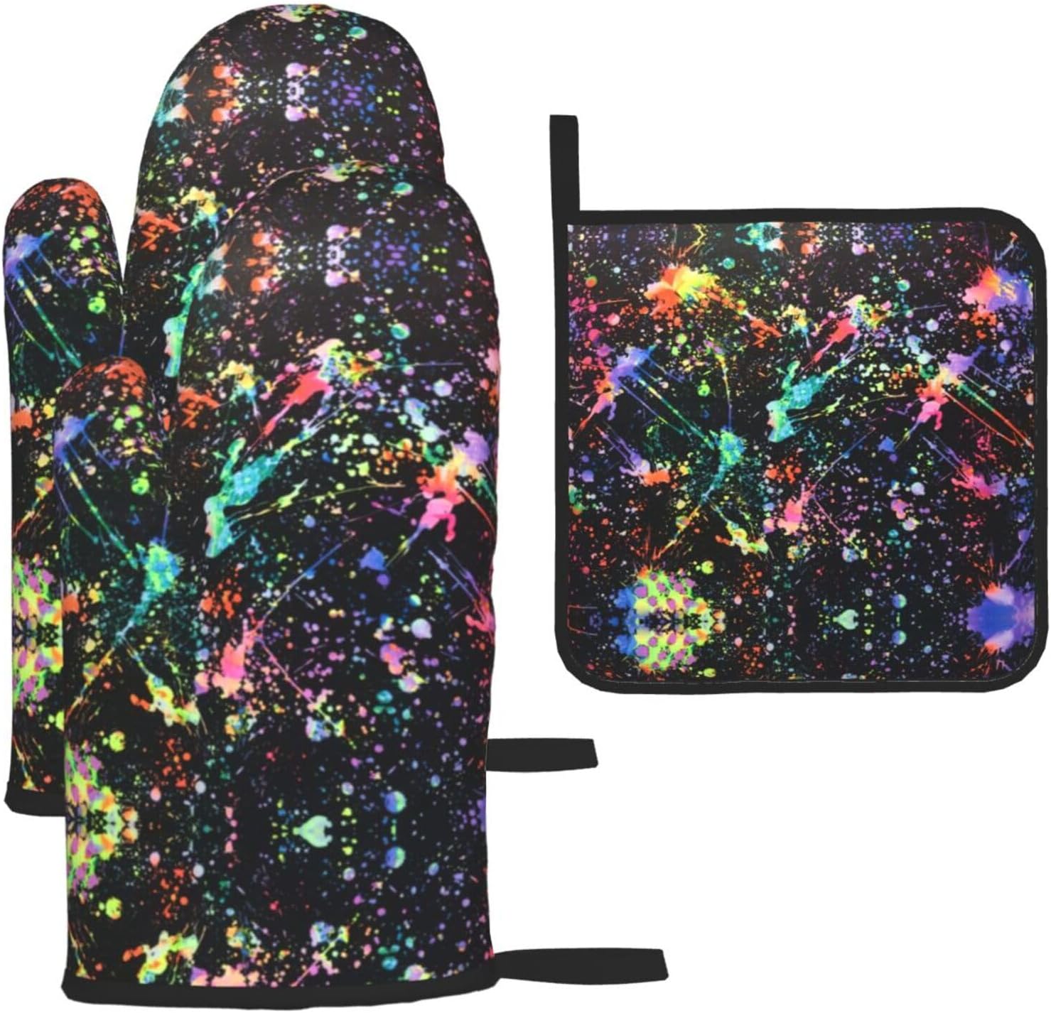 Colorful Paint-Standard Print Heat Resistant Microwave Gloves, Used for Baking, Cooking, and Fashion Kitchen Essentials