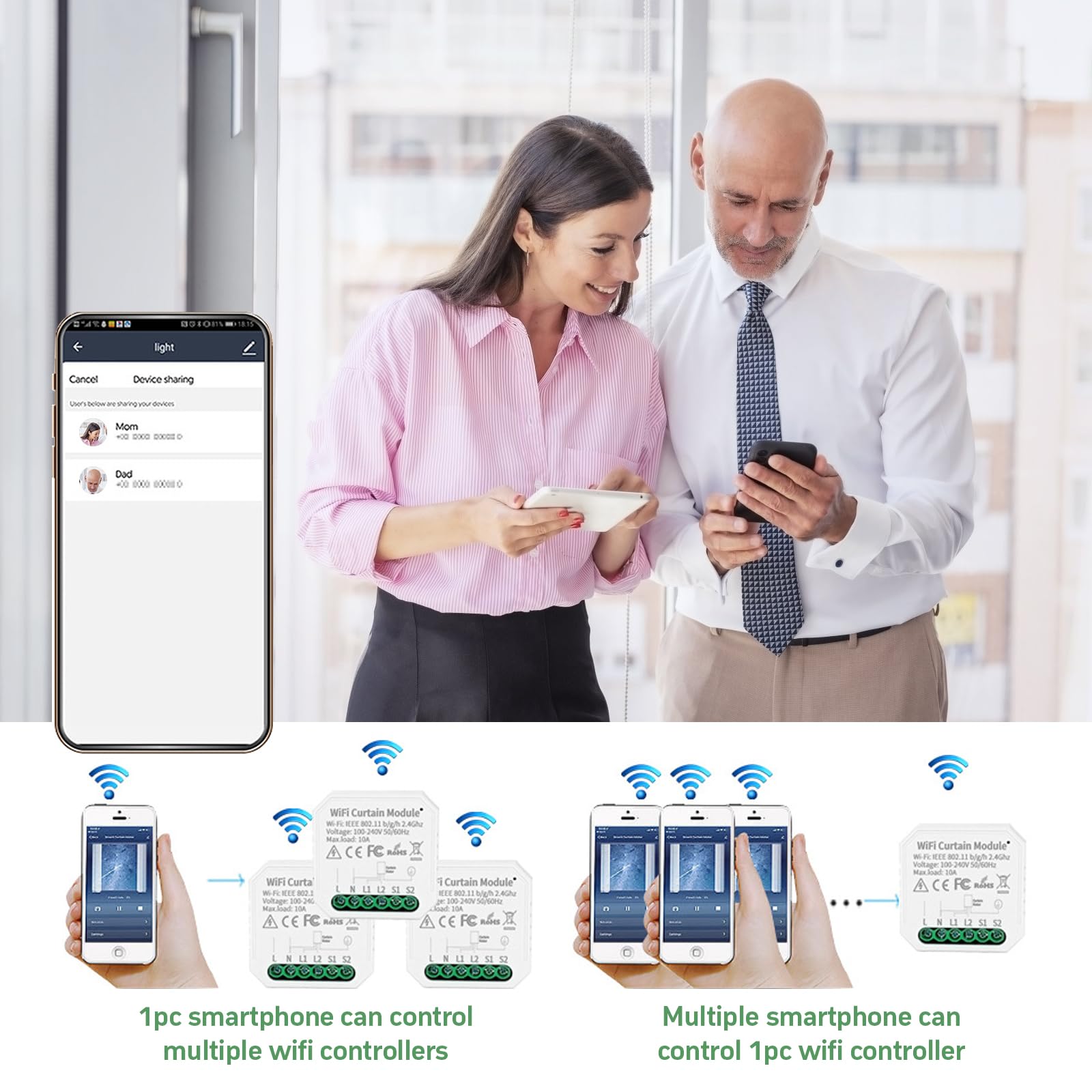 Module WiFi Intelligent de Commutateur de Rideau, Joyan, MOSFET, Relais, Automatique, Blanc, Contrôle Vocal et par Application