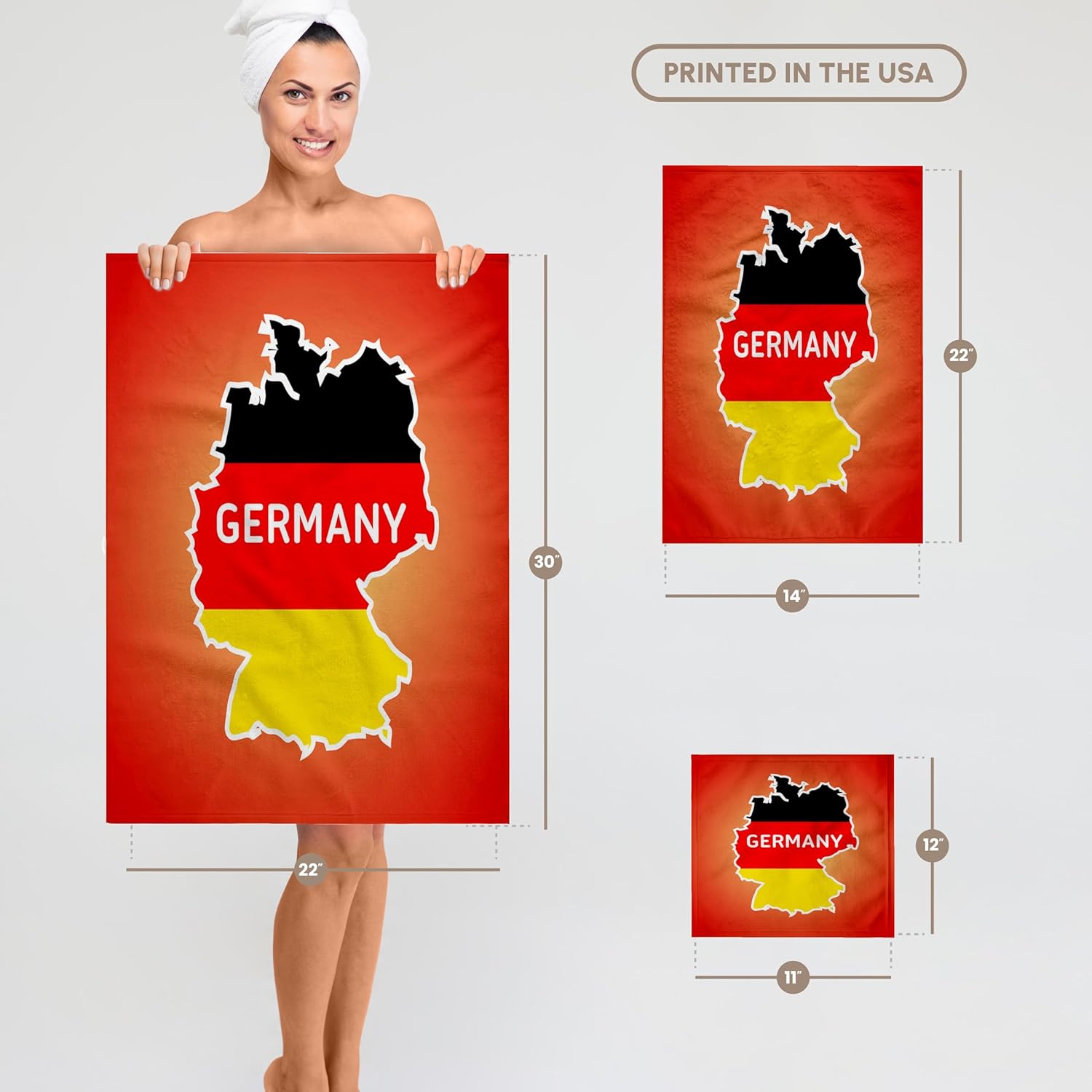 3dRose German Map and Flag 22x30 Bath Hand Pool Towel