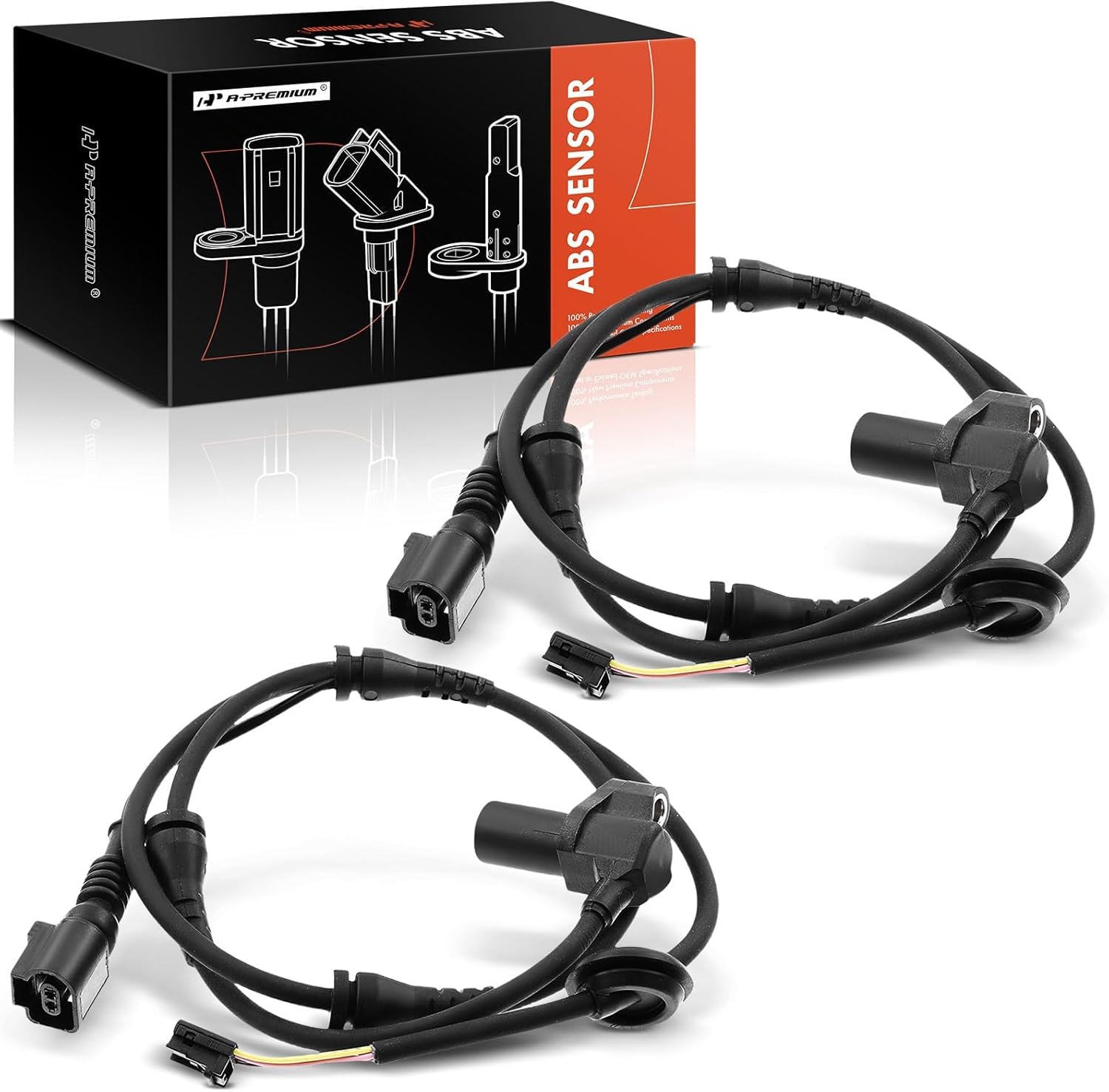 A-Premium 2PC Set Front ABS Wheel Speed Sensor for Audi A4 Quattro 2004-2008, S4 2004-2009, RS4 2007-2008 - Front Driver & Passenger Side