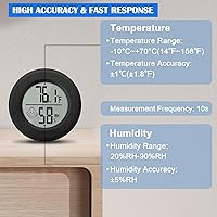Vista 2 de 2 mini termómetro digital para interiores, medidor de higrómetro, medidor de precisión, temperatura ambiente y humedad para humidores de reptiles