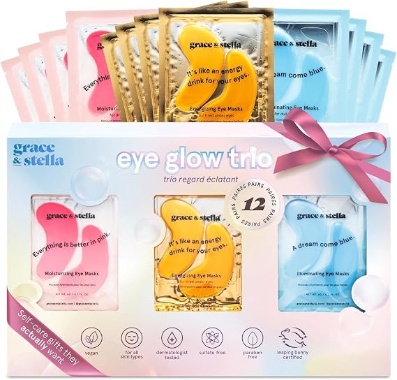grace & stella Under Eye Patches (12 pairs) Eye Masks for Puffy Eyes and Dark Circles - Gifts for Women, Bridesmaids, Birthdays, Bachelorette Party, Self Care Gifts for Women - Vegan Cruelty-Free